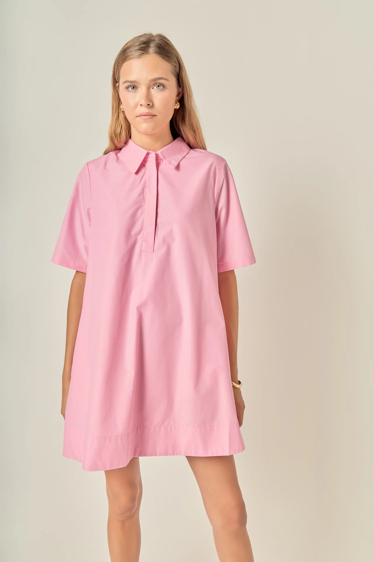 A-line Short Sleeve Shirt Dress - Image 5