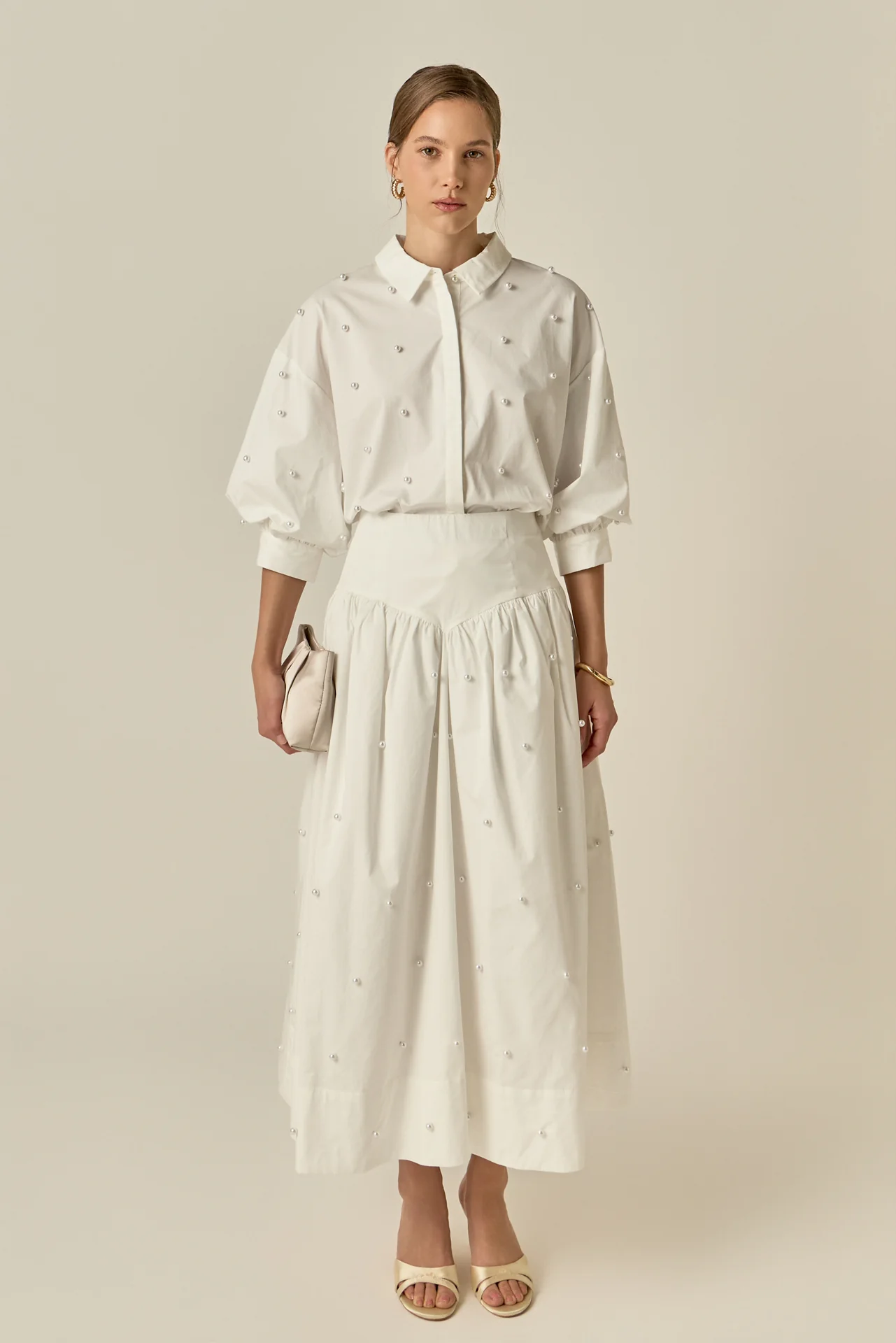 Pearl Embellished Balloon Sleeve Blouse - Image 7