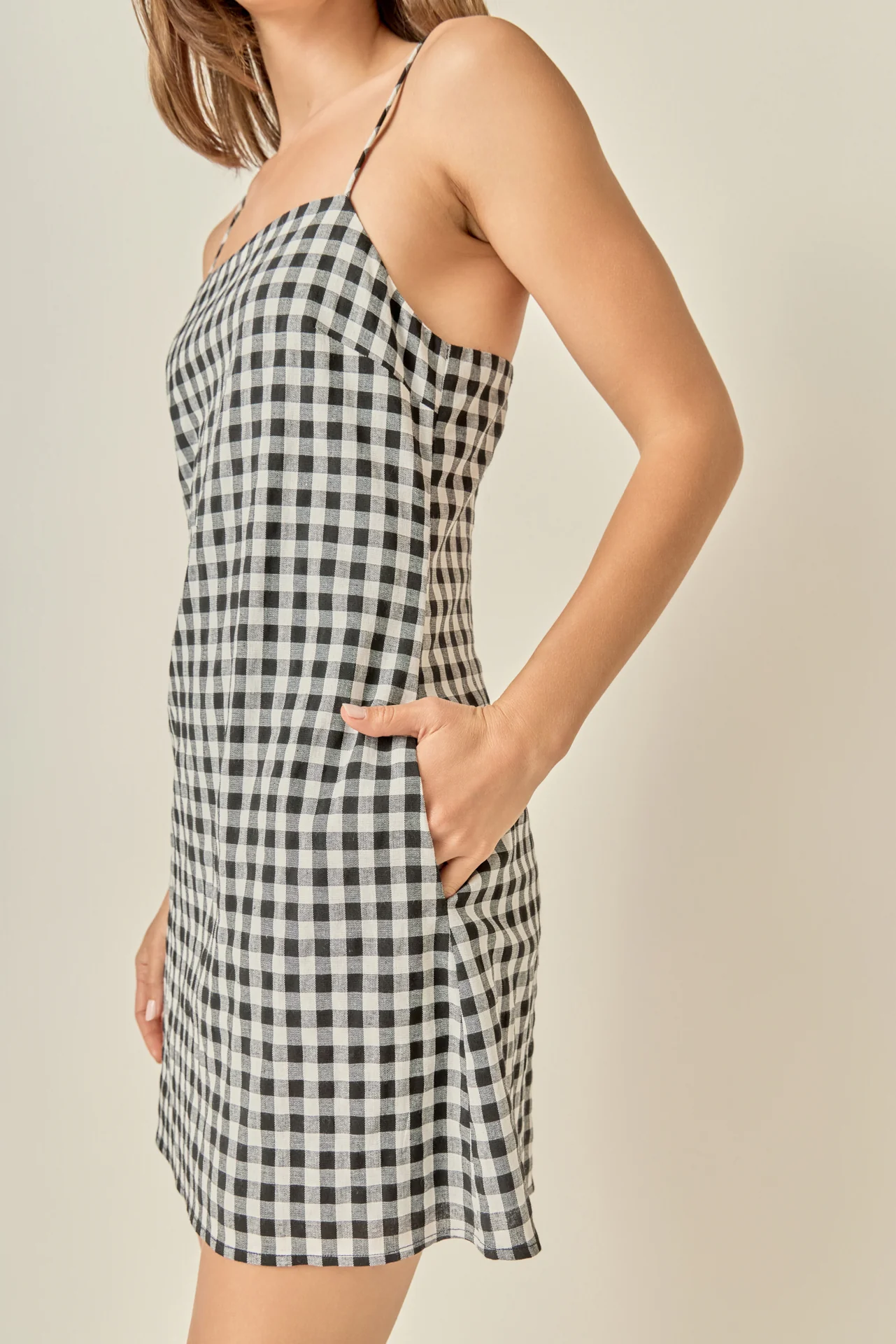 Gingham Slip Mini Dress - Image 4