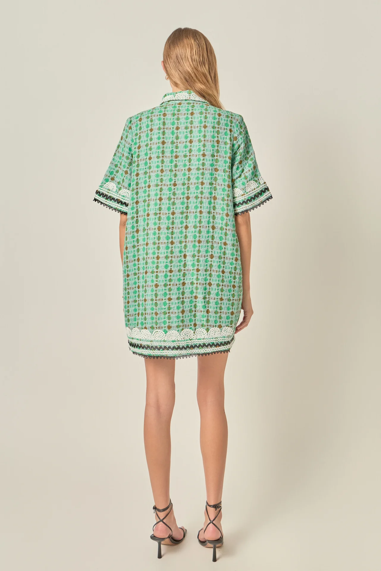 Boucle Mini Shirt Dress With Ric Rac Trim - Image 5