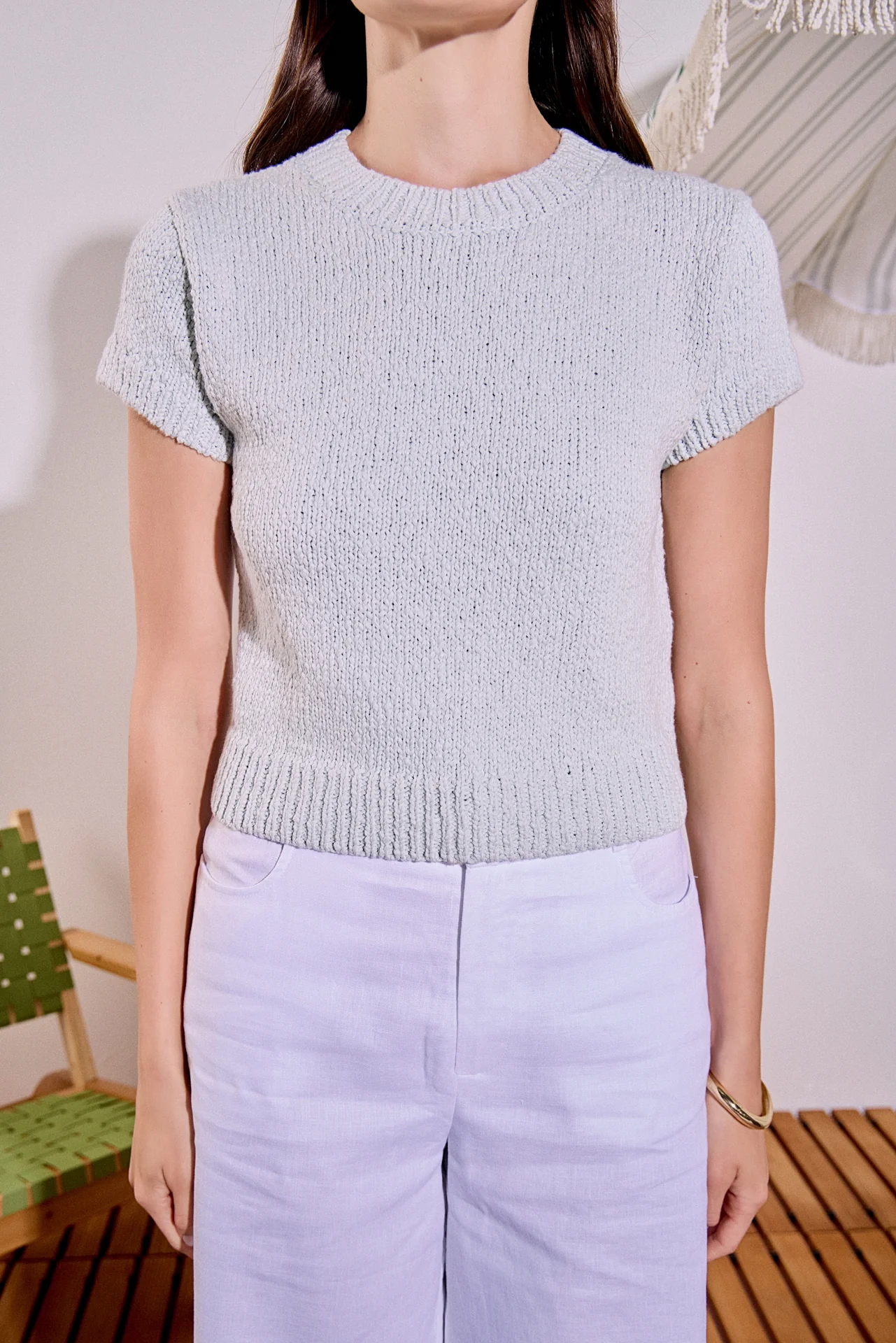 Textured Knit Crew Neck Top - Image 8