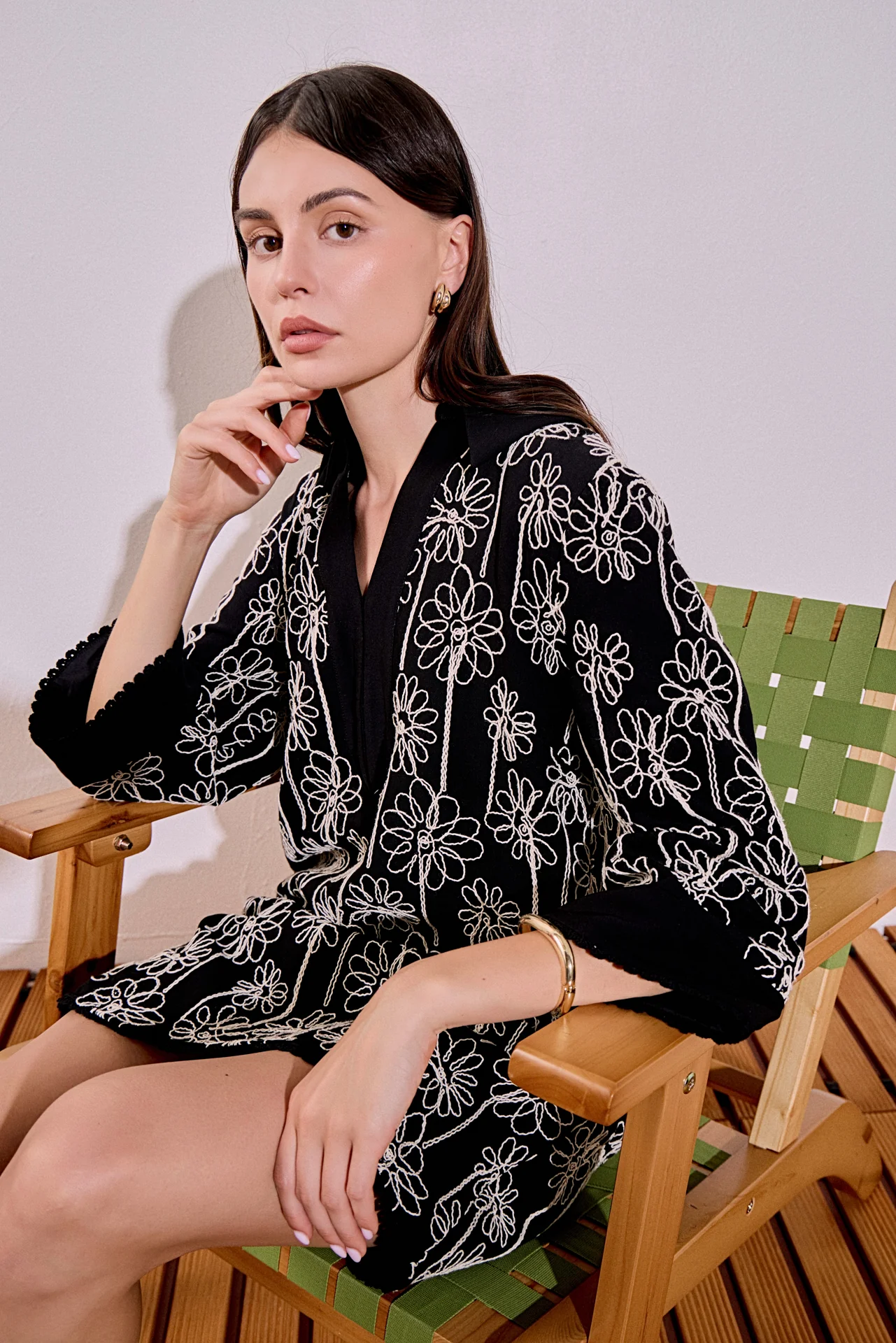 Floral Embroidered Collar Mini Dress - Image 5