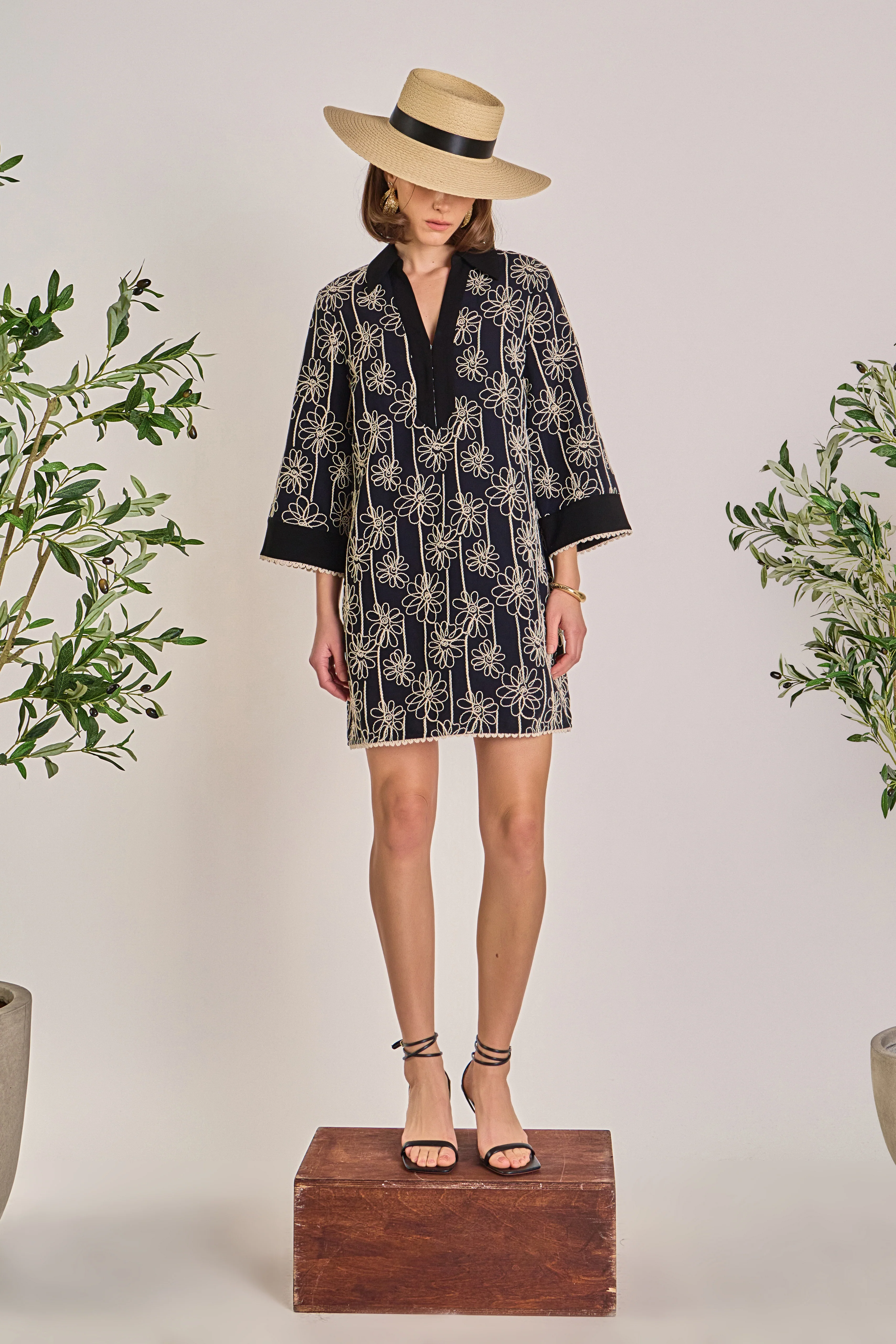 Floral Embroidered Collar Mini Dress - Image 6
