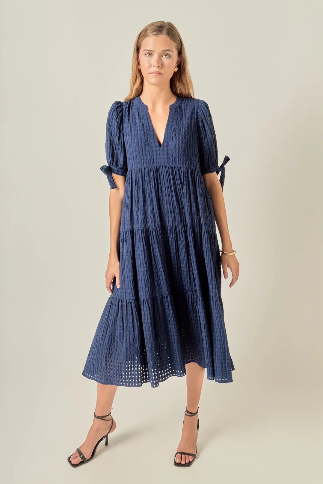 Gingham Tiered Midi Dress - Image 11
