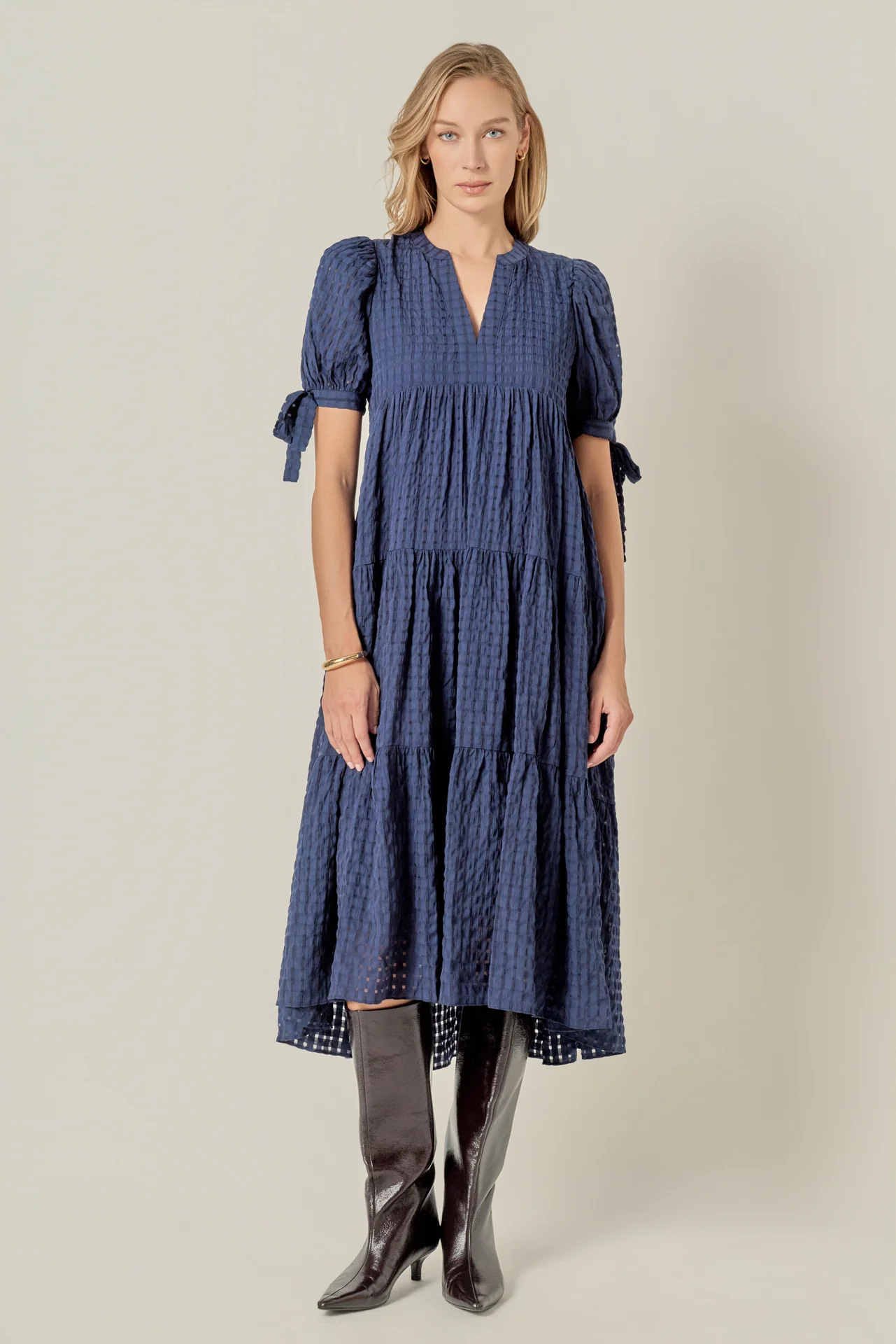 Gingham Tiered Midi Dress - Image 12