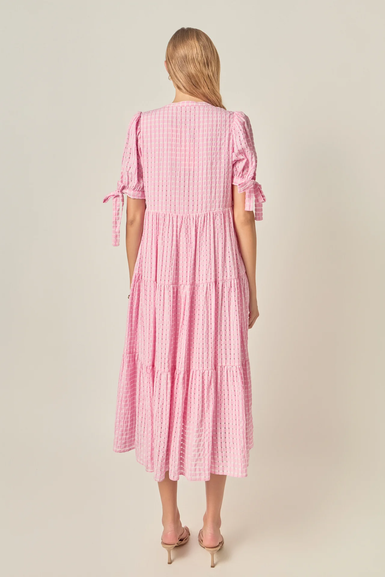 Gingham Tiered Midi Dress - Image 16
