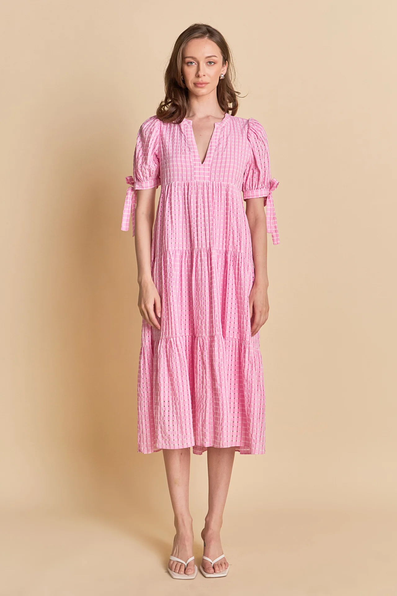 Gingham Tiered Midi Dress - Image 18