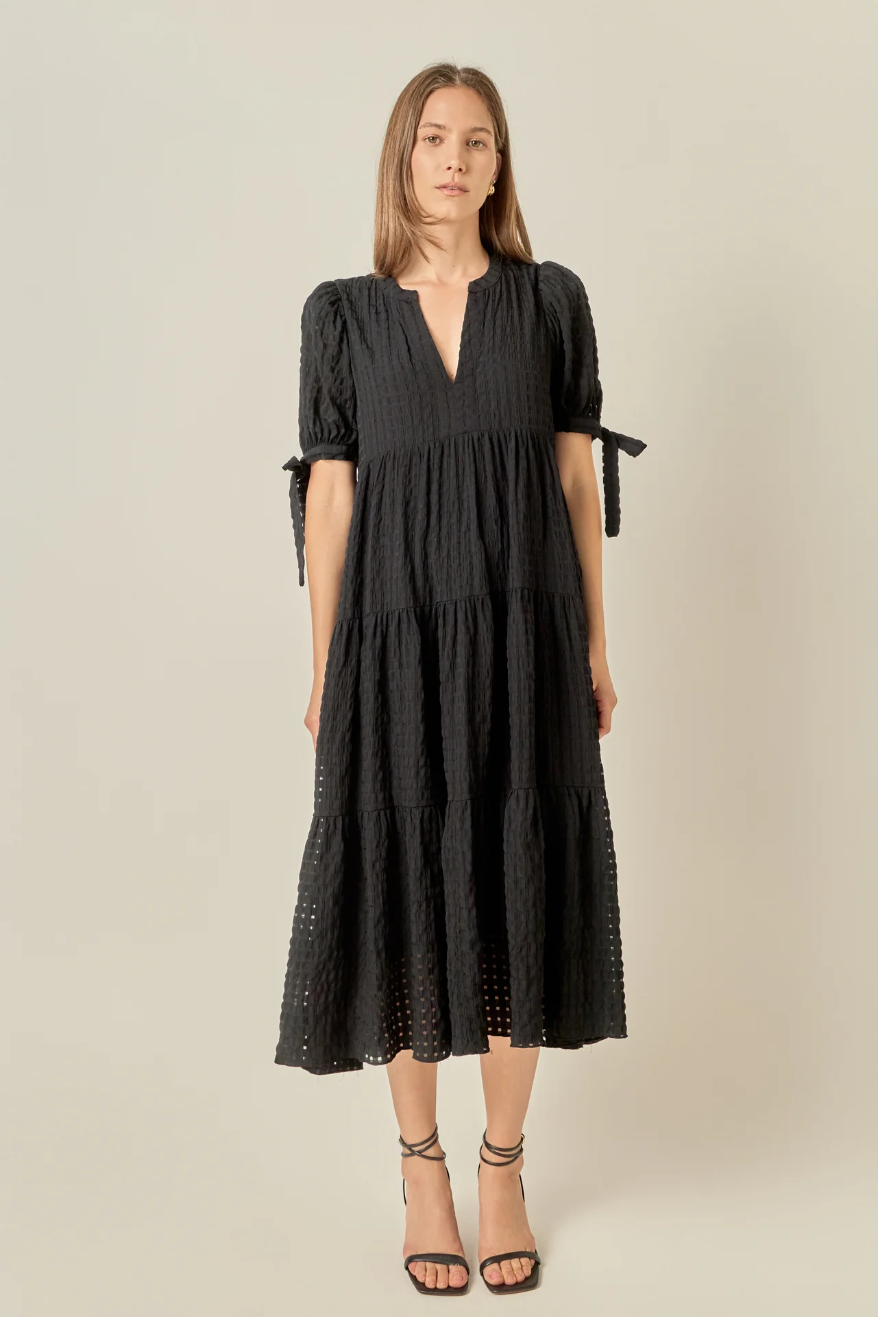 Gingham Tiered Midi Dress - Image 19