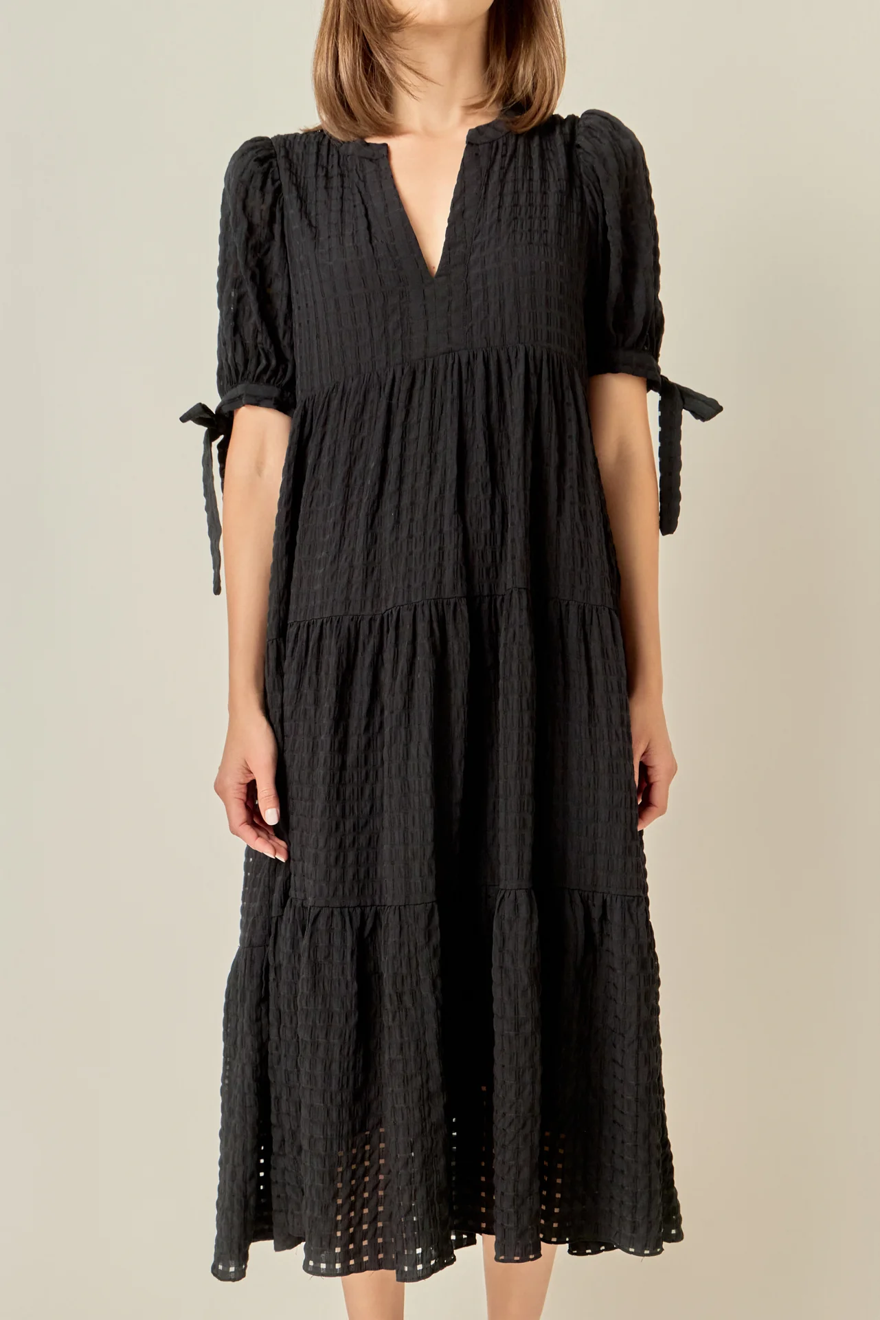 Gingham Tiered Midi Dress - Image 20