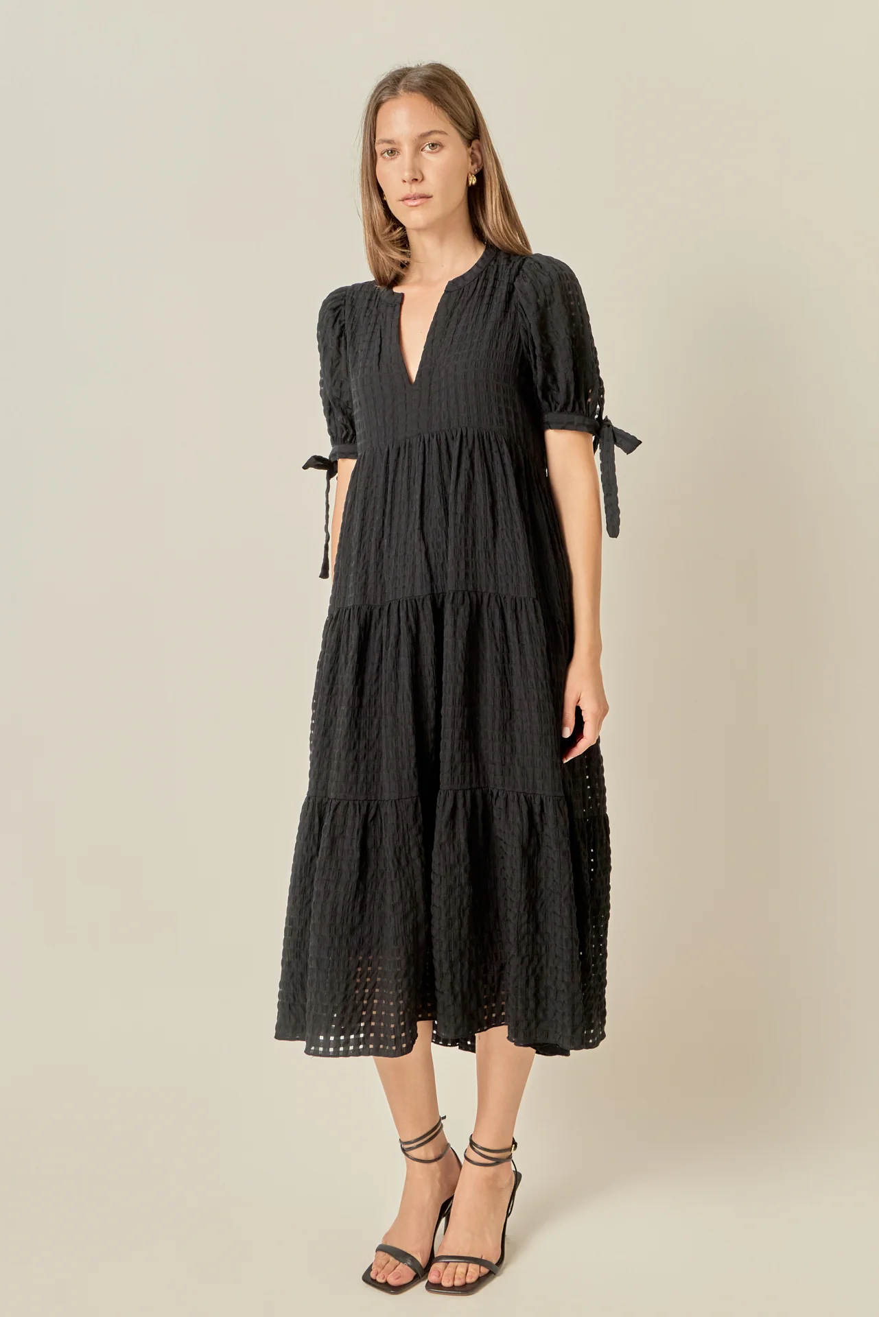 Gingham Tiered Midi Dress - Image 22