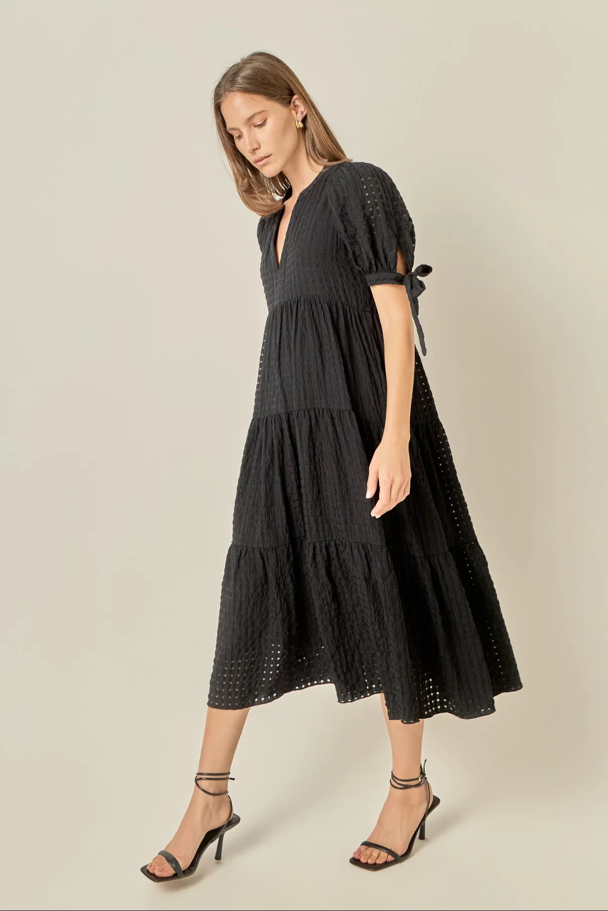 Gingham Tiered Midi Dress - Image 24