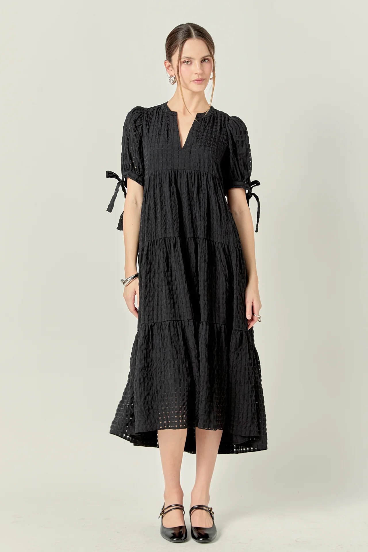 Gingham Tiered Midi Dress - Image 25
