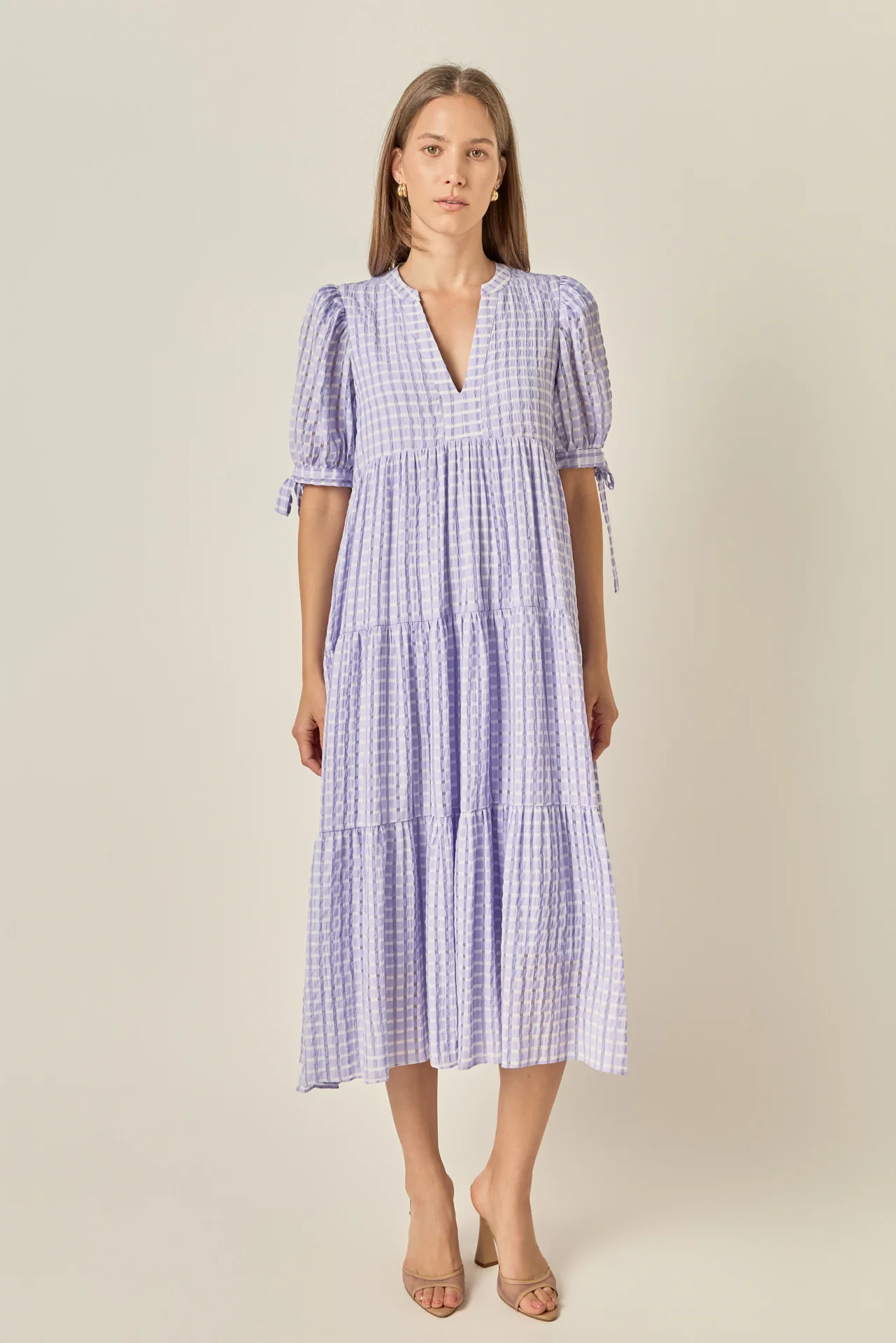 Gingham Tiered Midi Dress - Image 26