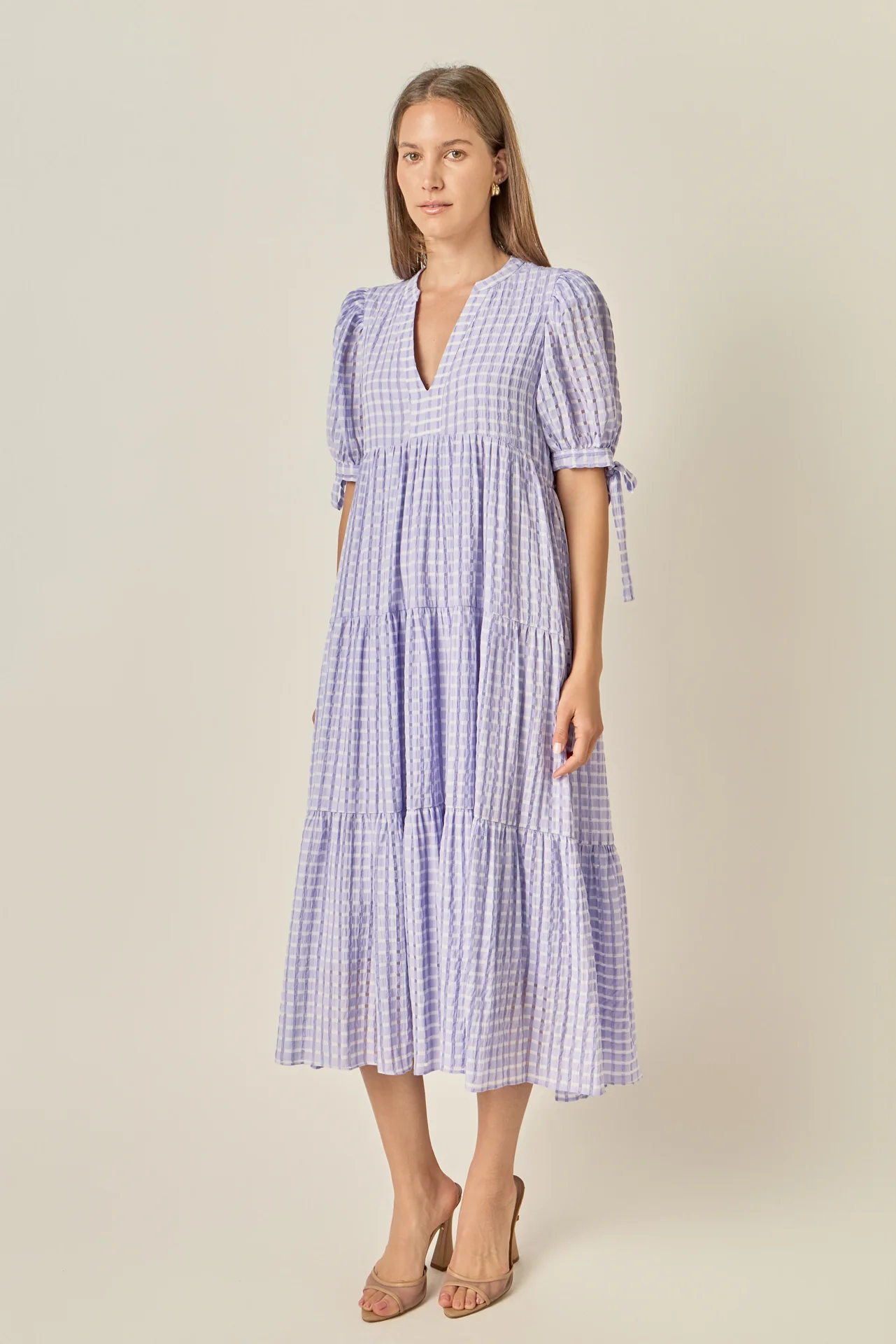 Gingham Tiered Midi Dress - Image 29