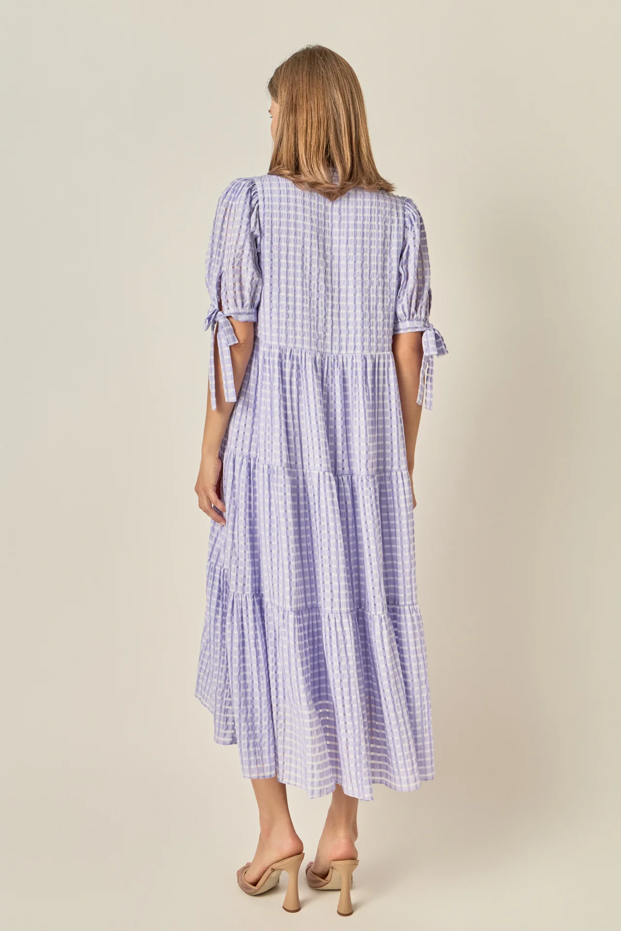 Gingham Tiered Midi Dress - Image 30