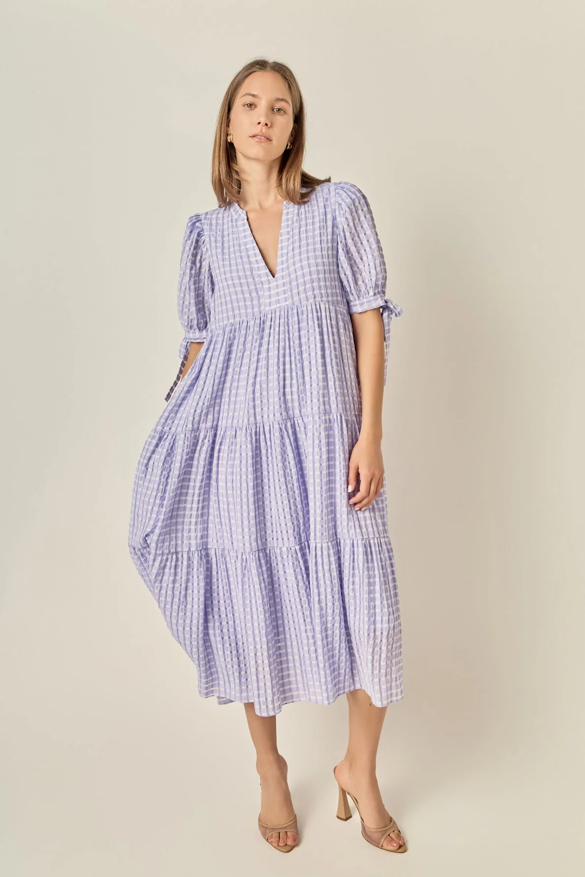 Gingham Tiered Midi Dress - Image 31