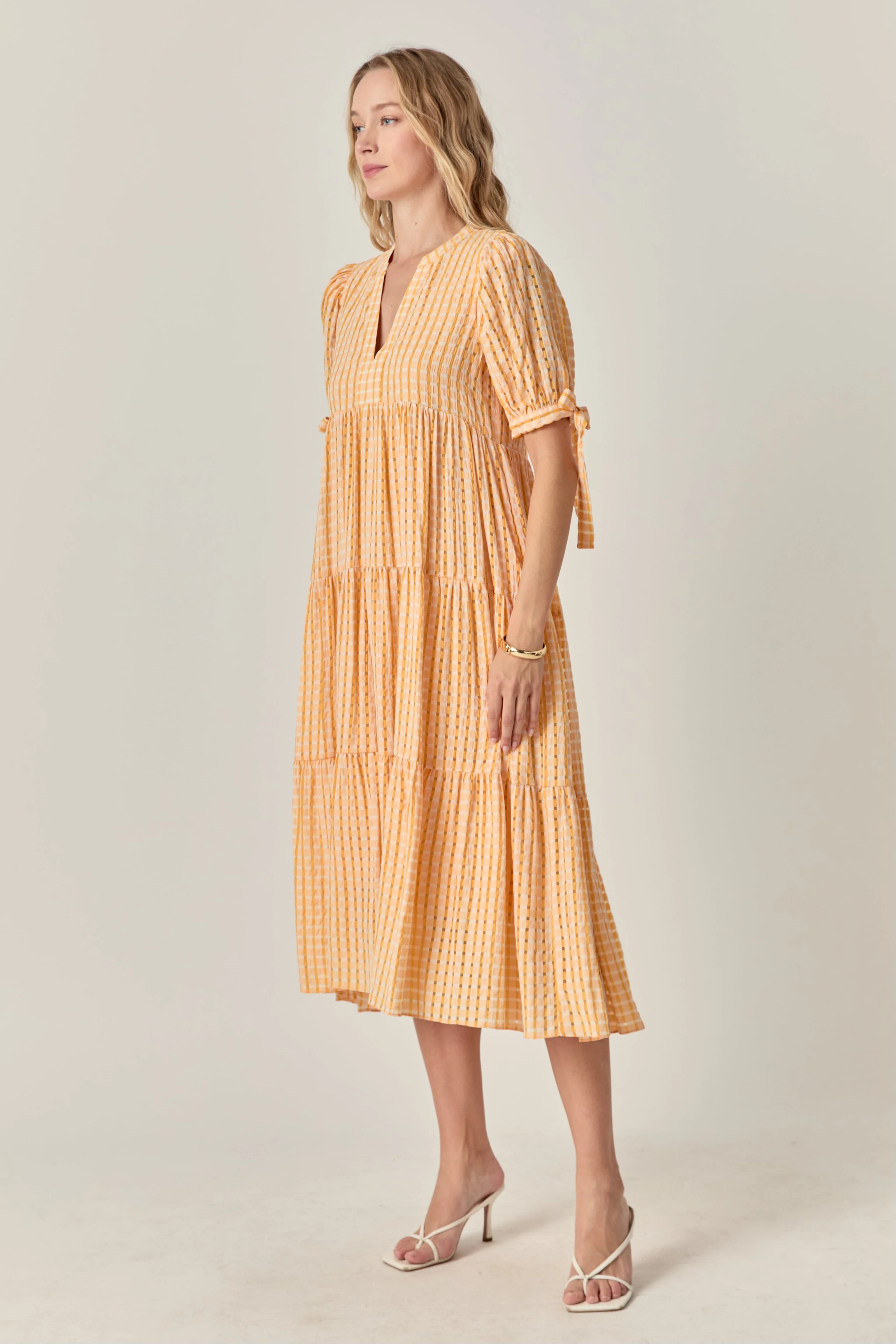Gingham Tiered Midi Dress - Image 35