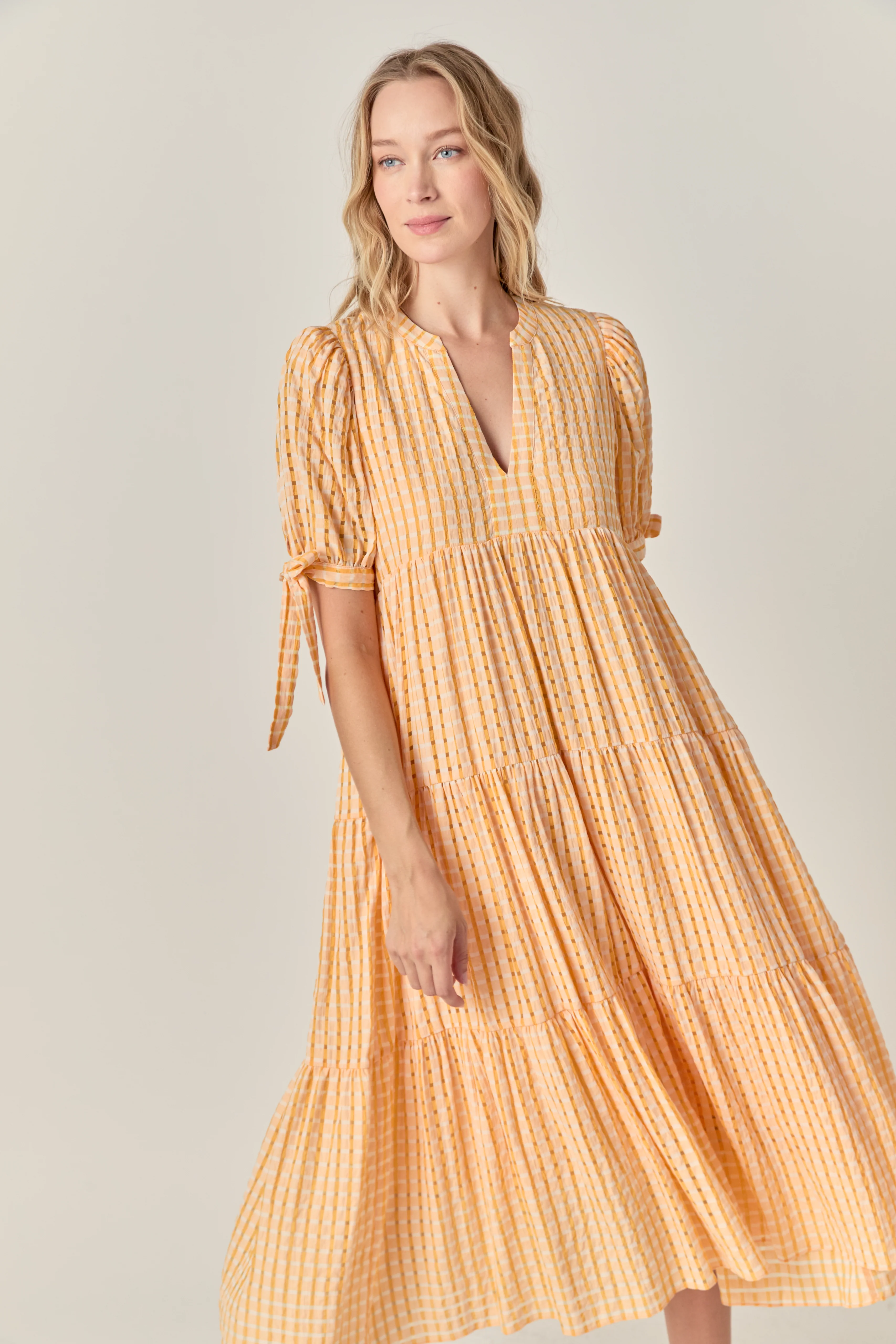 Gingham Tiered Midi Dress - Image 37