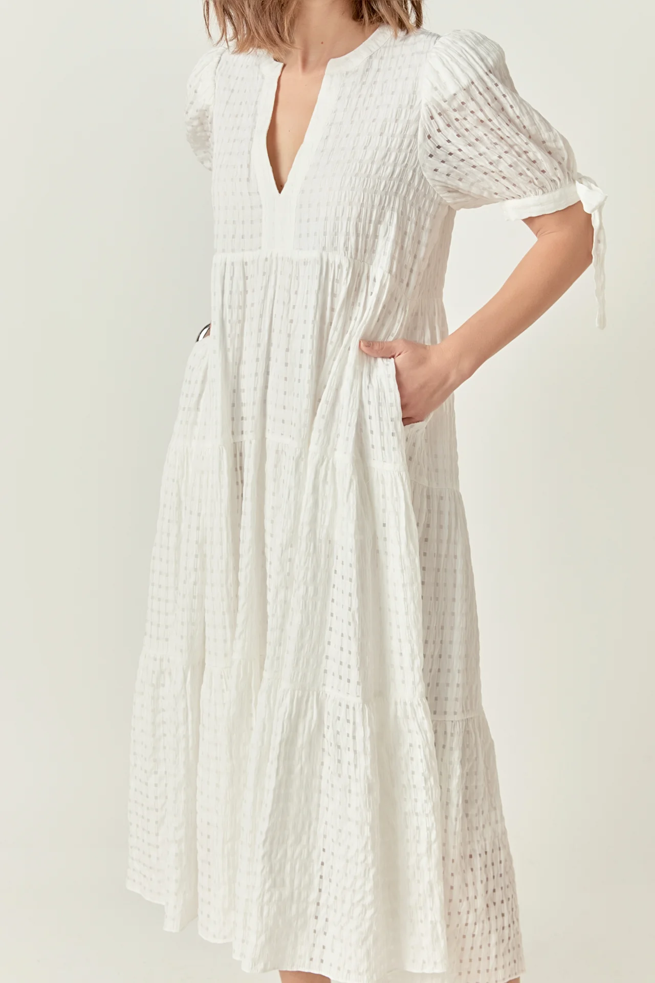 Gingham Tiered Midi Dress - Image 39
