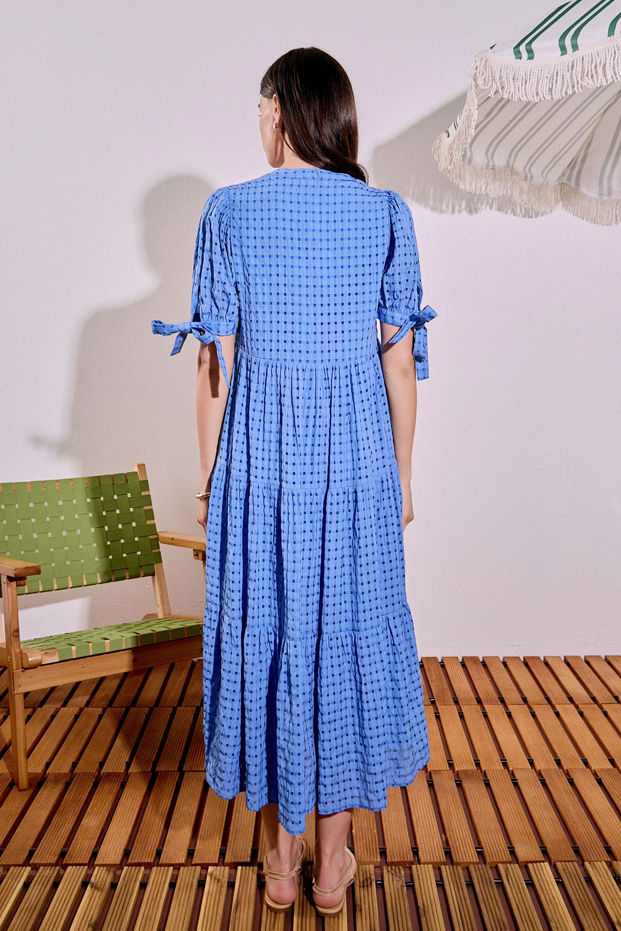 Gingham Tiered Midi Dress - Image 4