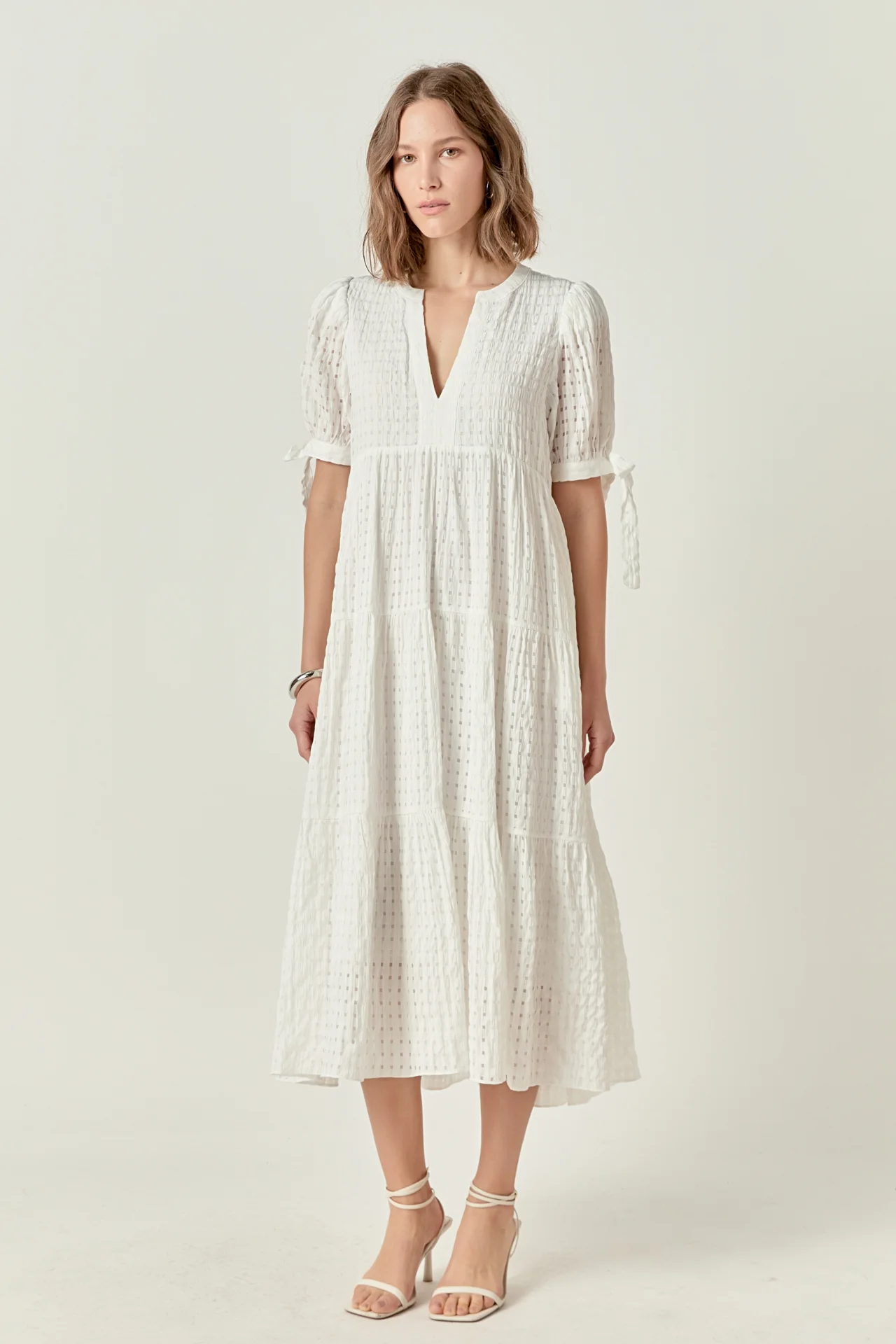 Gingham Tiered Midi Dress - Image 40