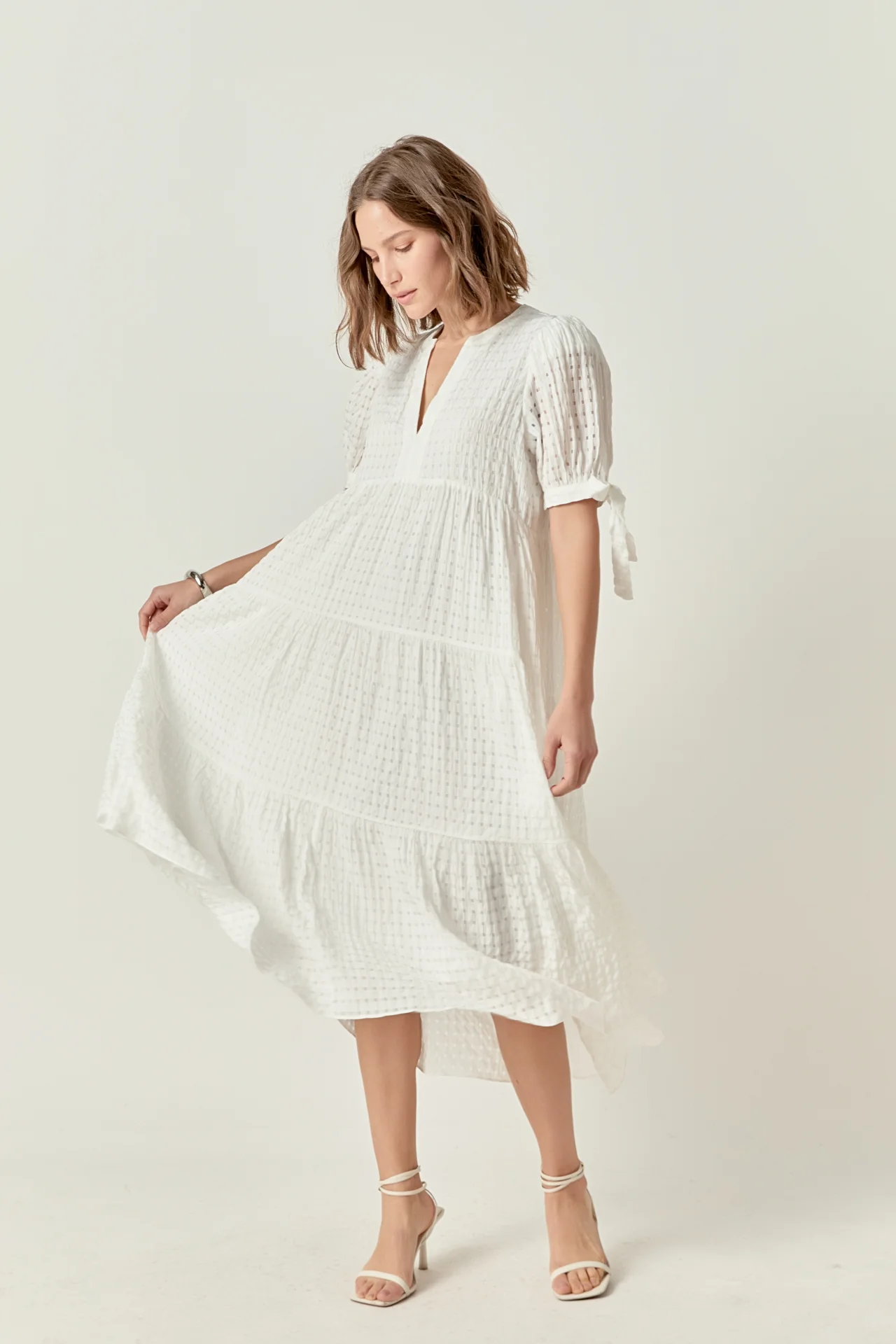 Gingham Tiered Midi Dress - Image 42