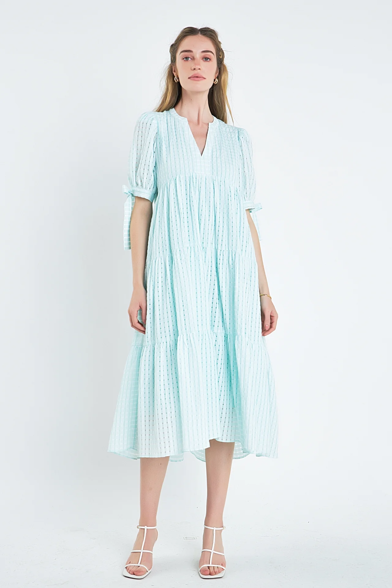 Gingham Tiered Midi Dress - Image 43