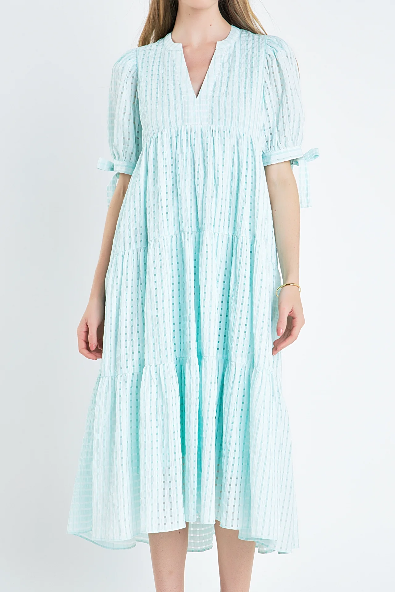 Gingham Tiered Midi Dress - Image 44