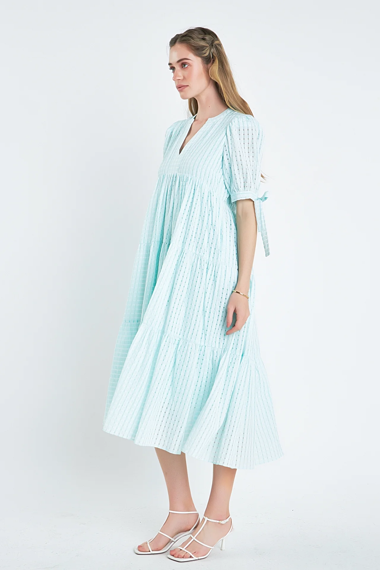 Gingham Tiered Midi Dress - Image 45