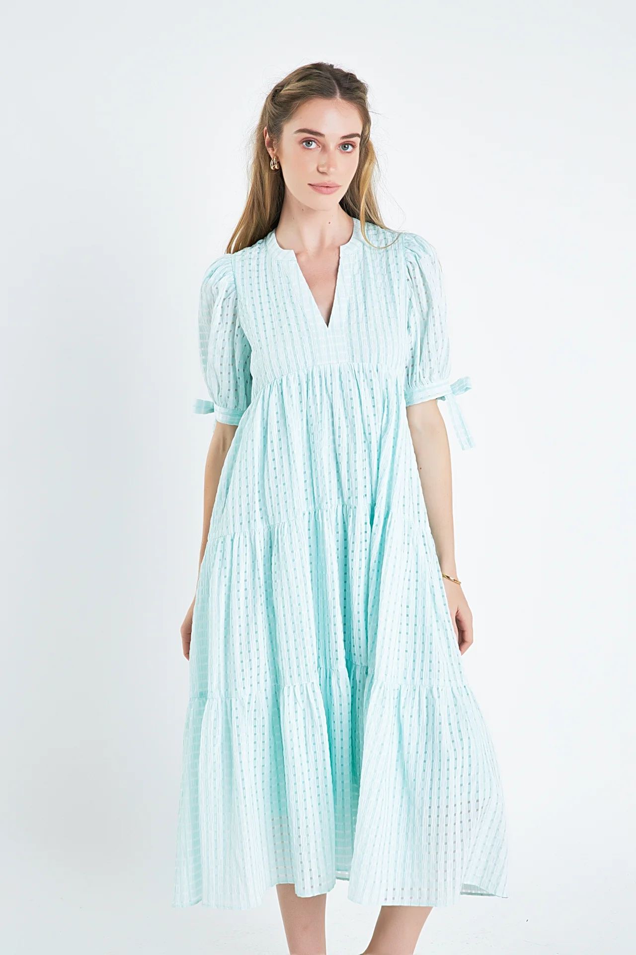 Gingham Tiered Midi Dress - Image 47