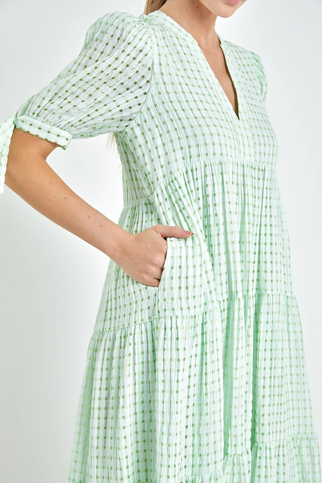 Gingham Tiered Midi Dress - Image 49