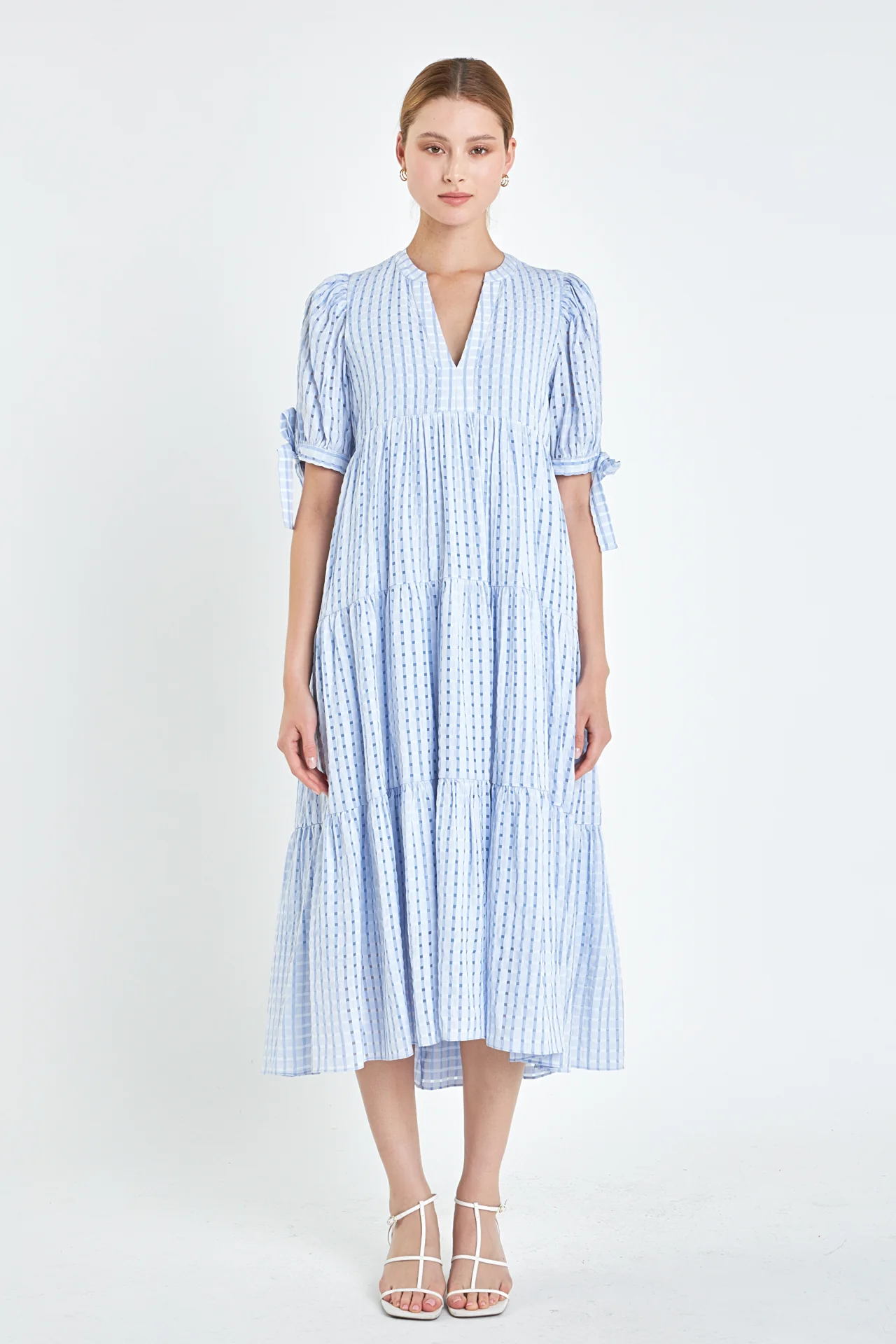 Gingham Tiered Midi Dress - Image 53