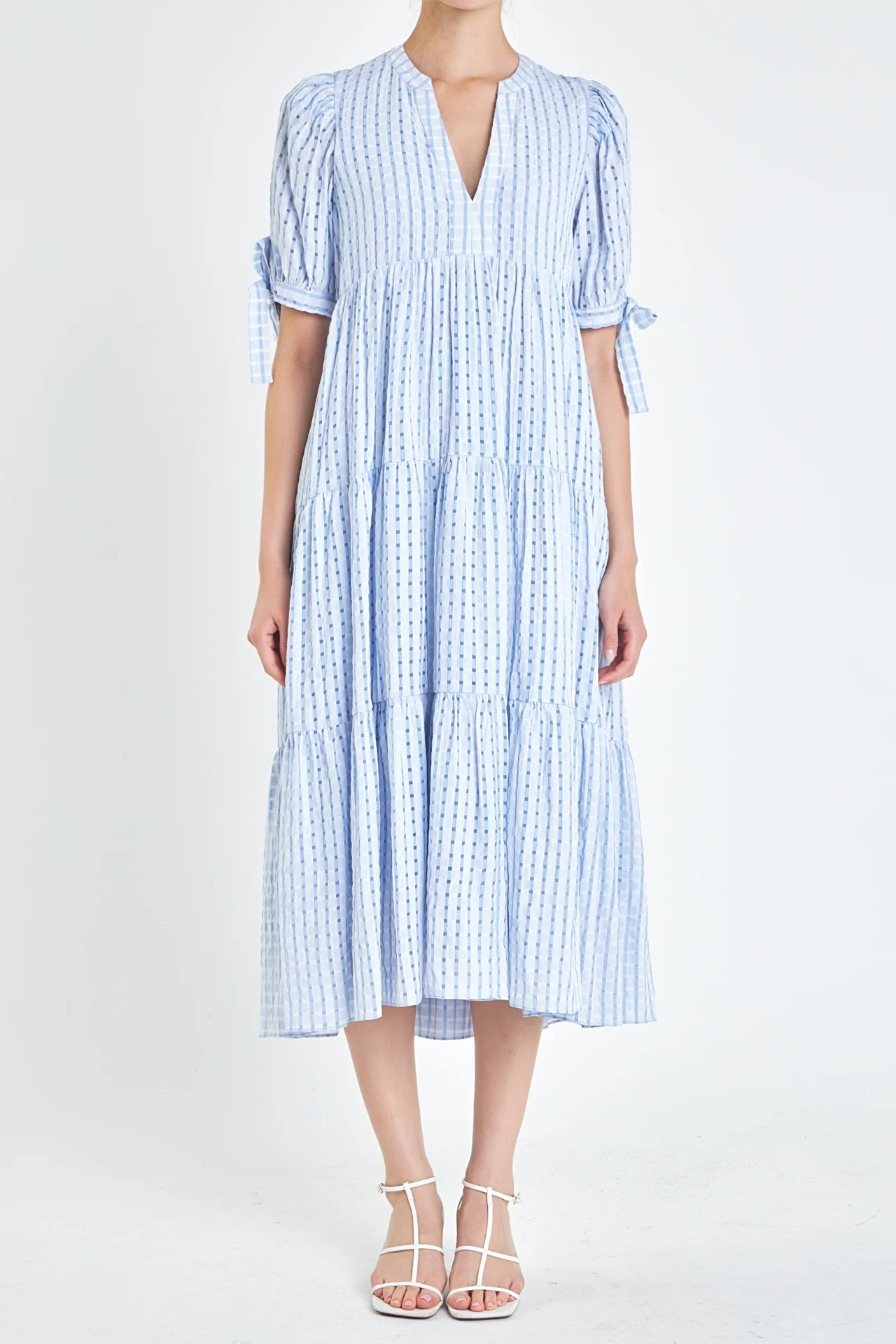 Gingham Tiered Midi Dress - Image 54
