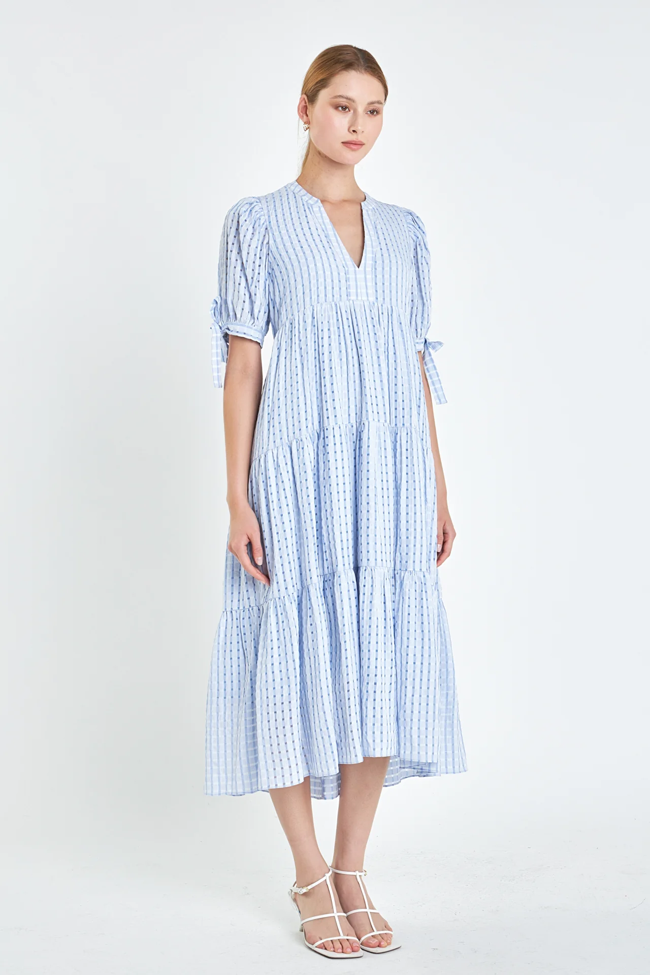 Gingham Tiered Midi Dress - Image 55
