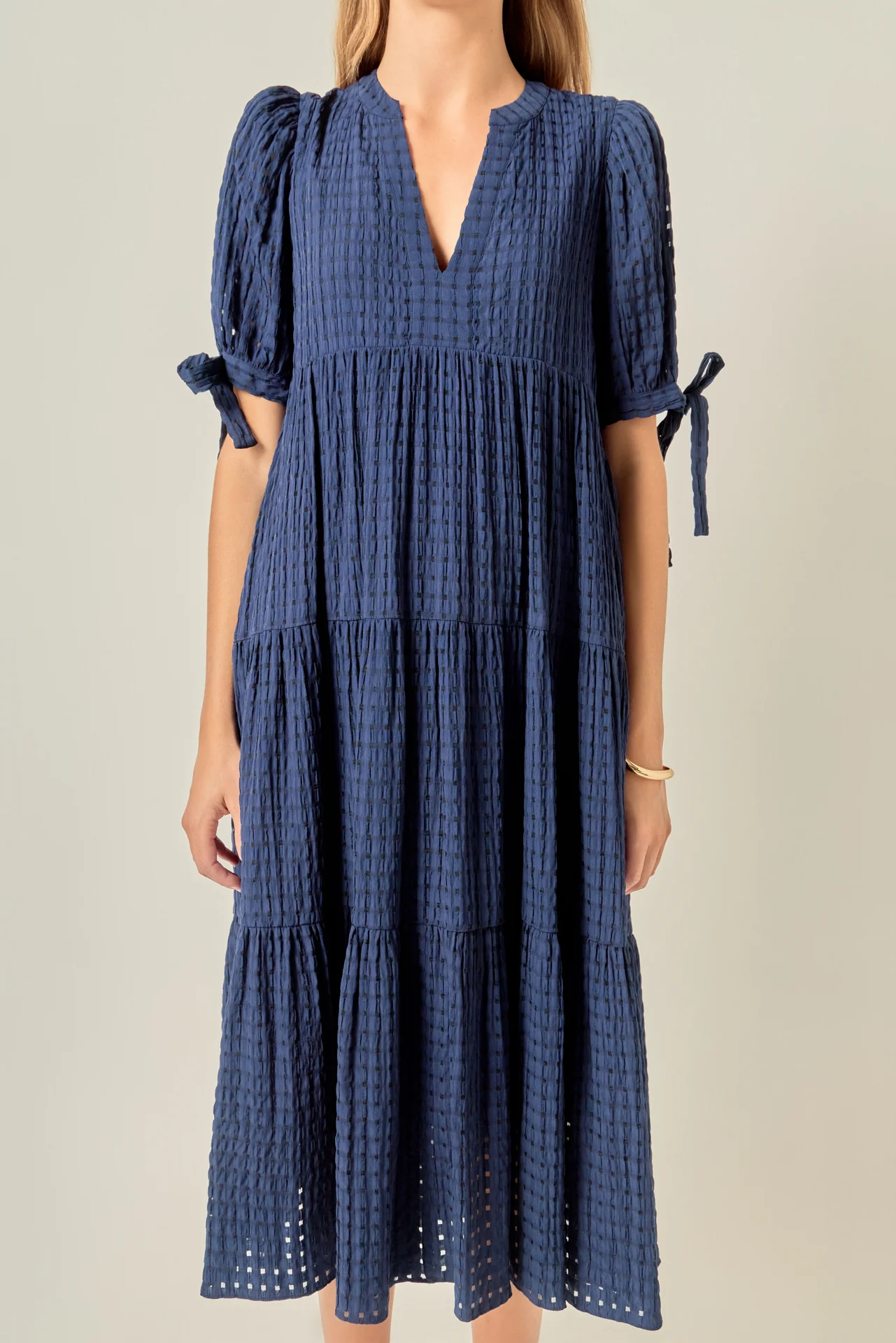 Gingham Tiered Midi Dress - Image 8