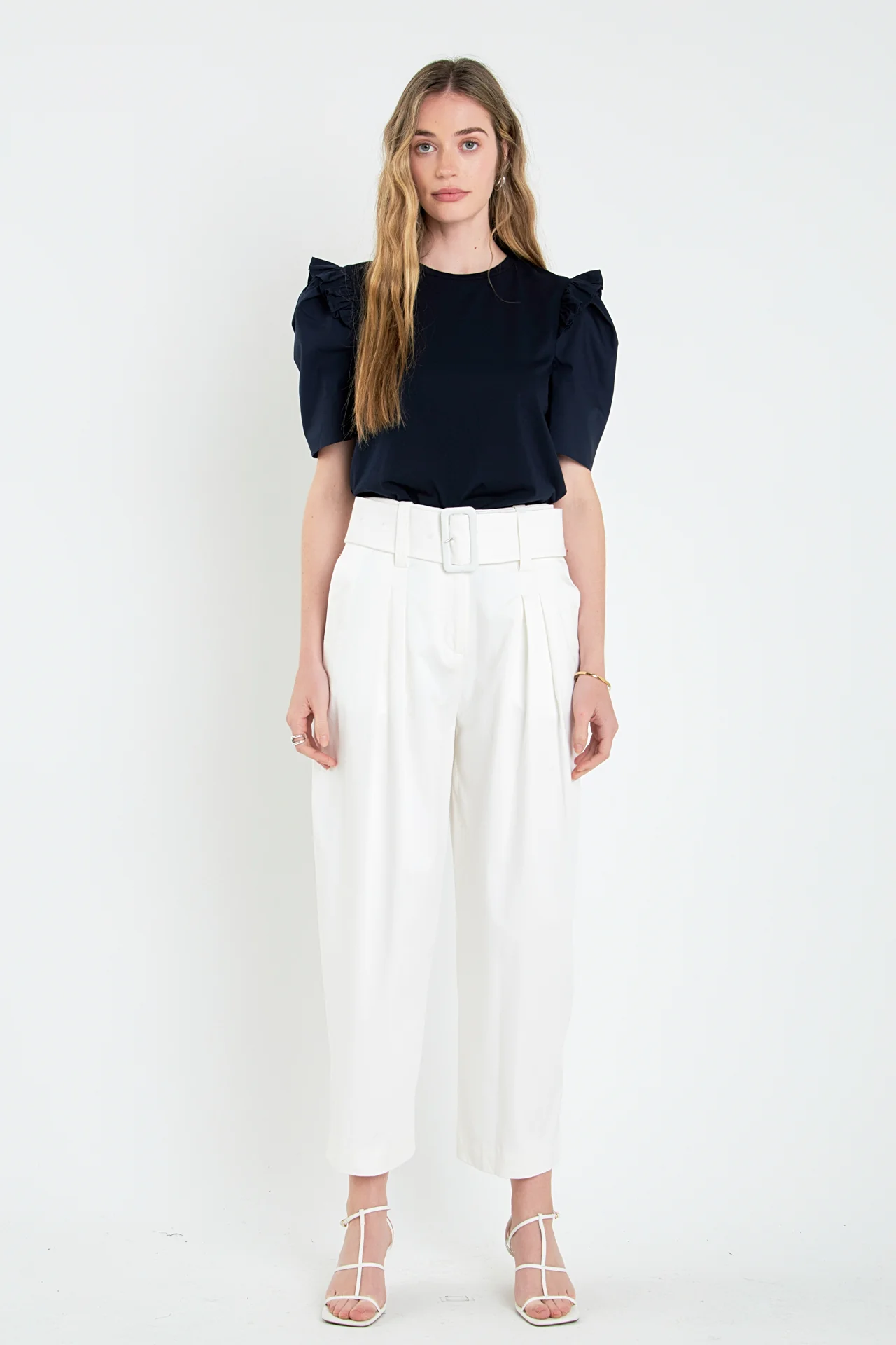 High Waist Belted Wide Leg Pants - Image 7
