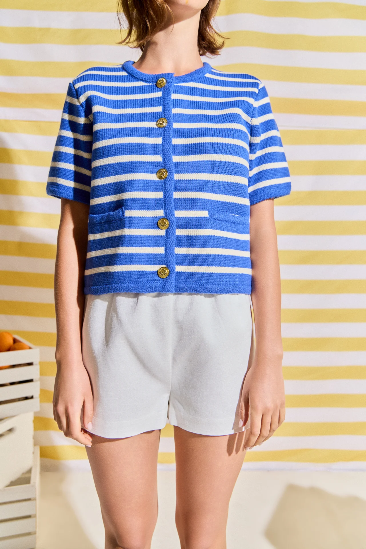 Knit Striped Sweater Cardigan - Image 8