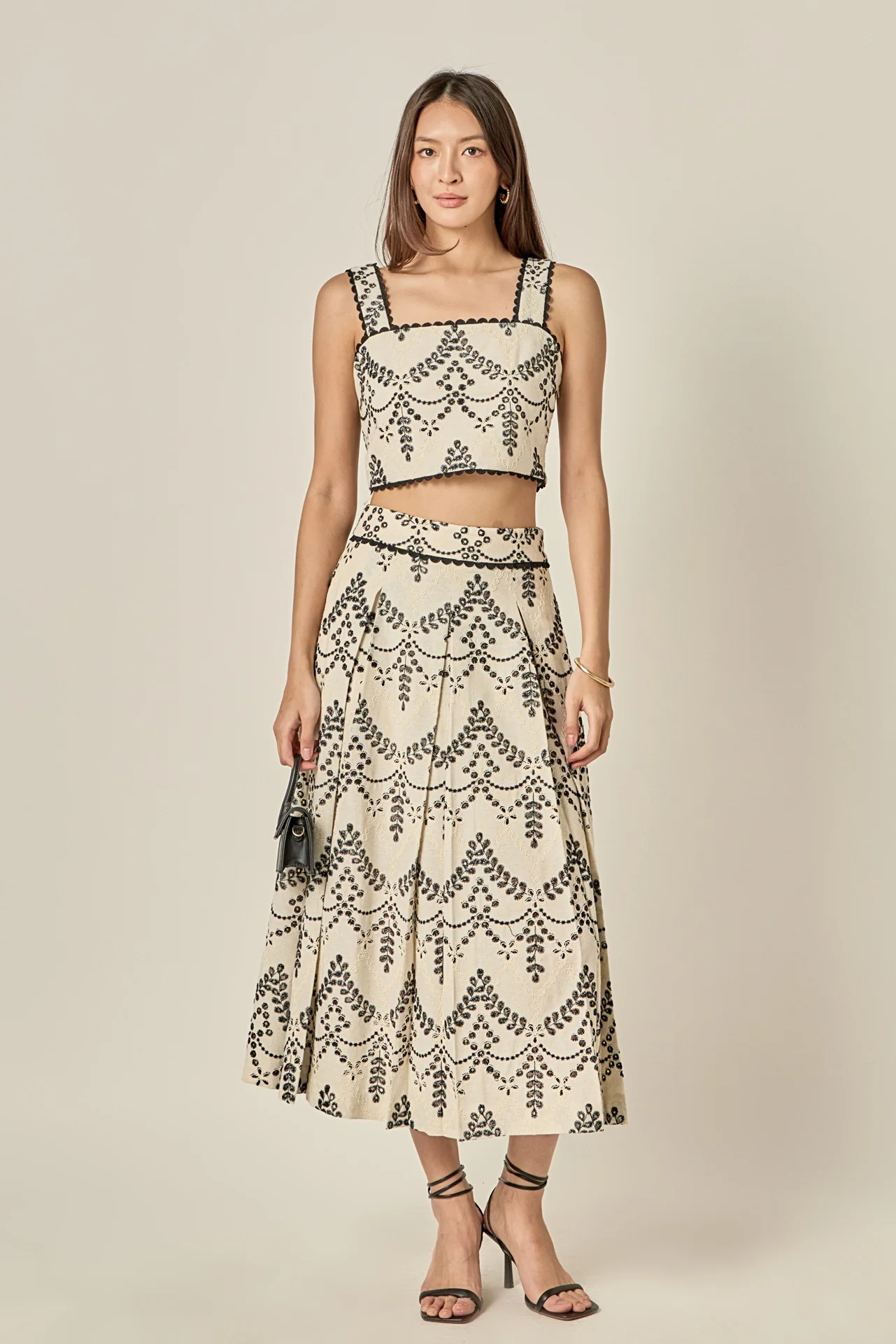 Embroidered Linen Blend Midi Skirt - Image 6