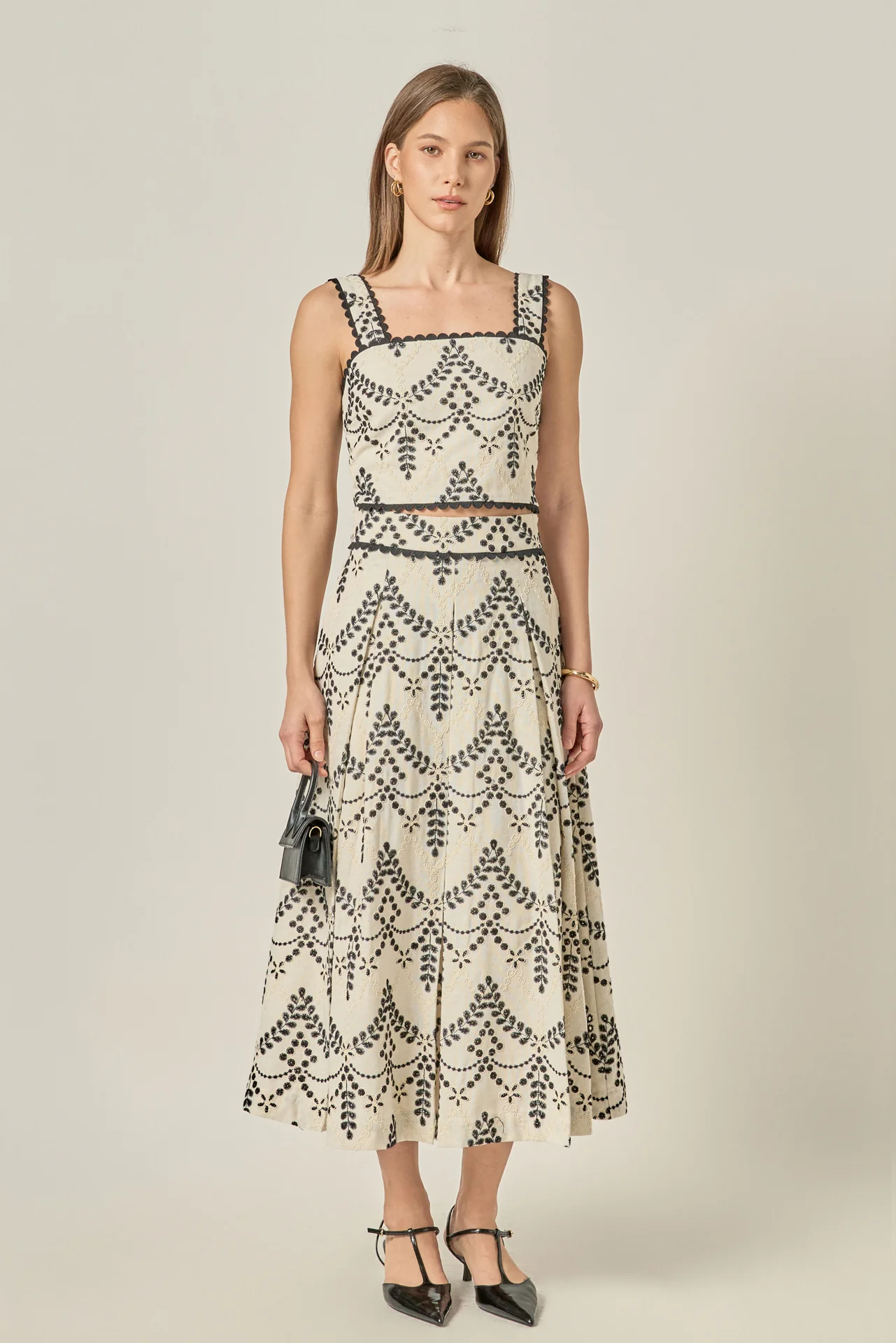 Embroidered Linen Blend Midi Skirt - Image 7