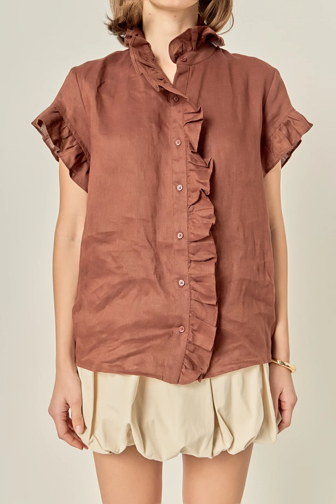 Linen Ruffle Shirt - Image 11