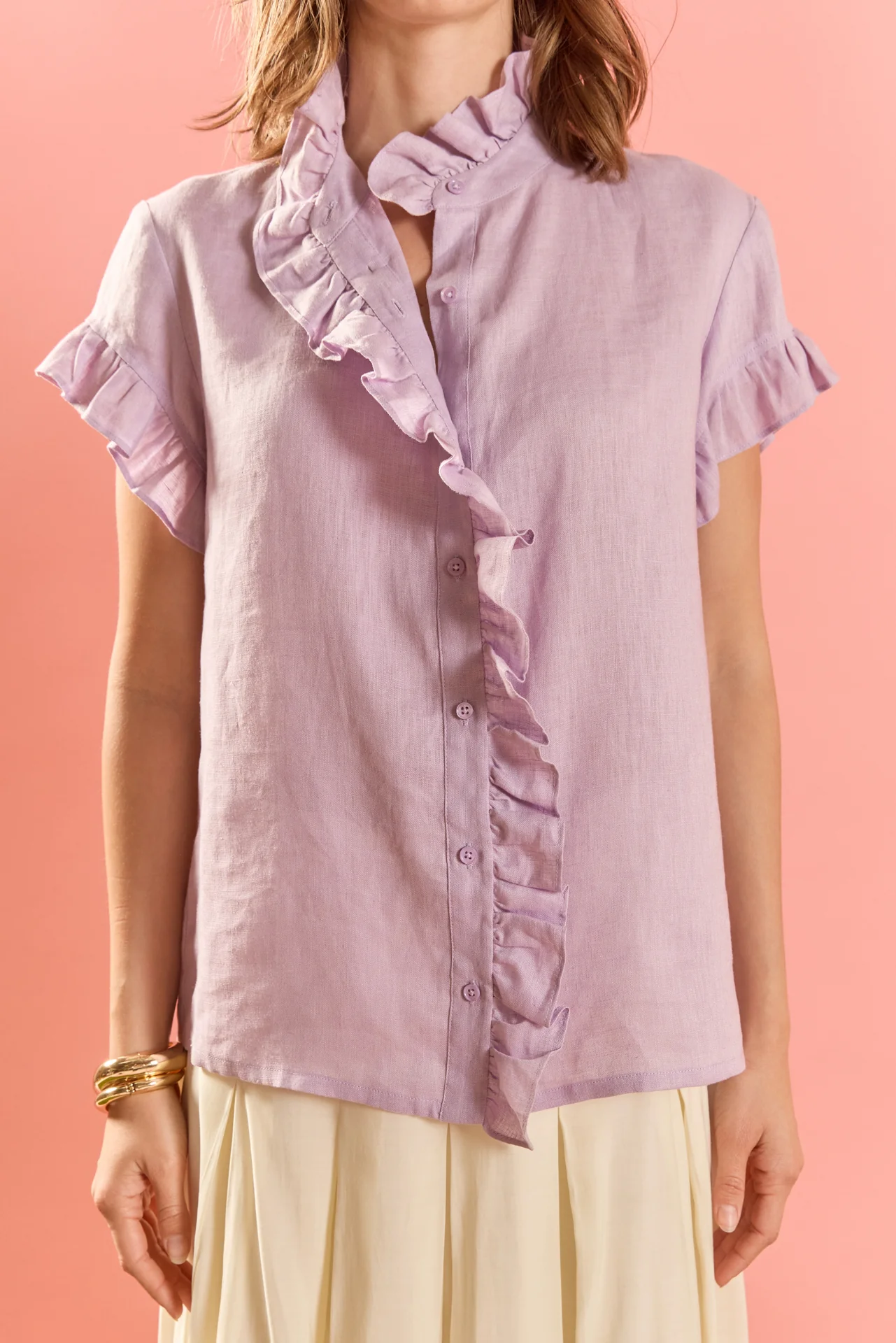 Linen Ruffle Shirt - Image 15