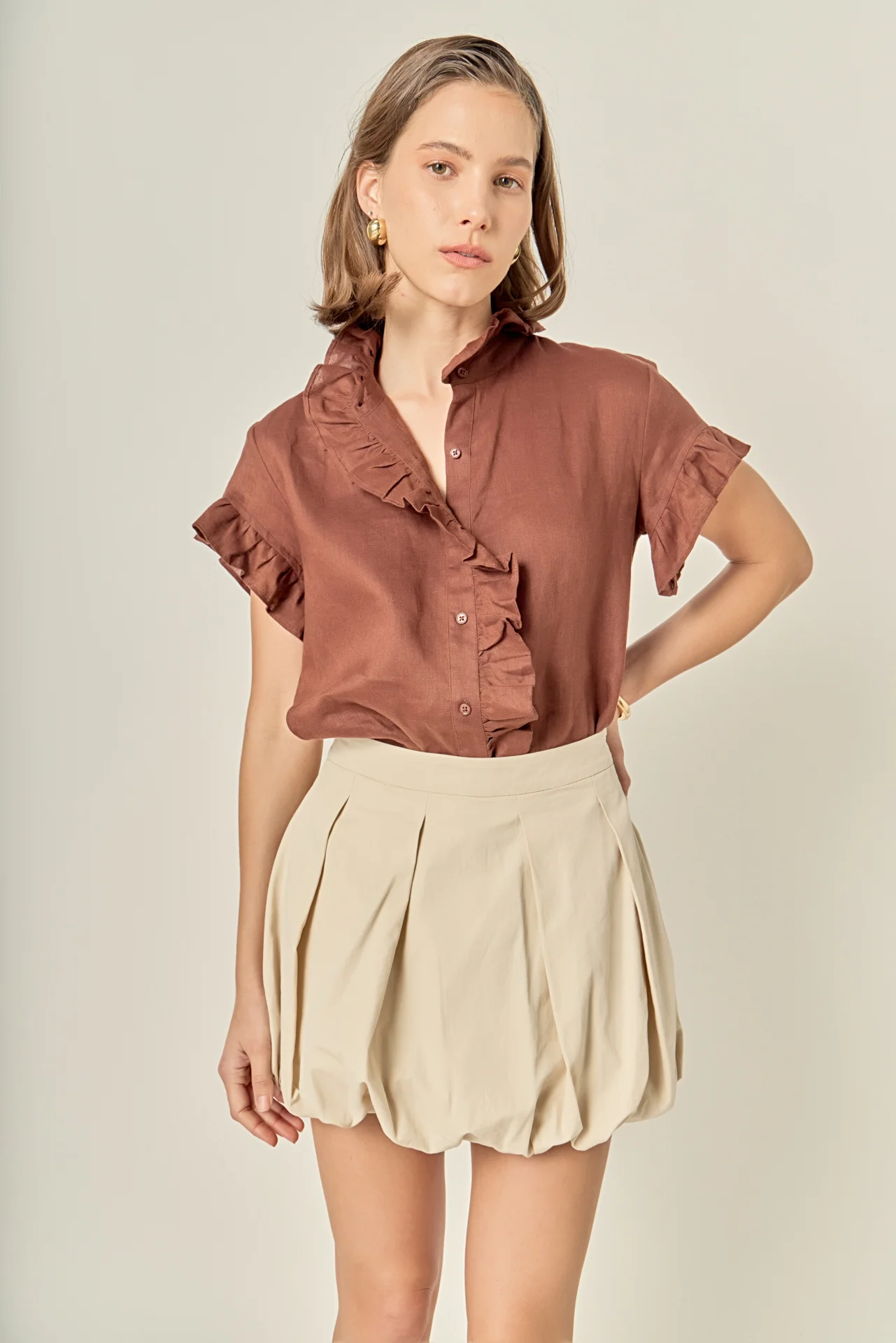 Linen Ruffle Shirt - Image 7