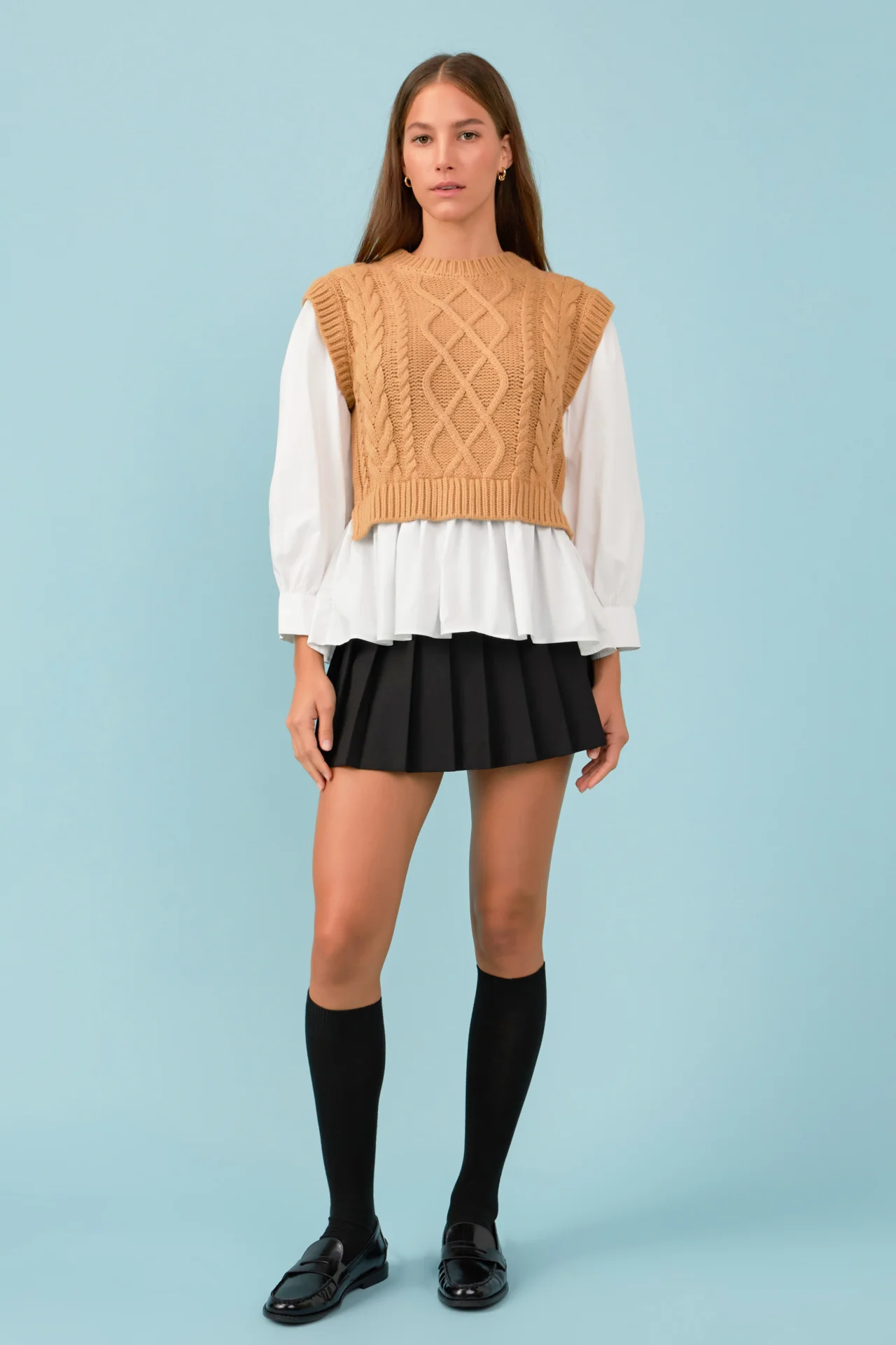 Mixed Media Cable Detail Sweater - Image 11