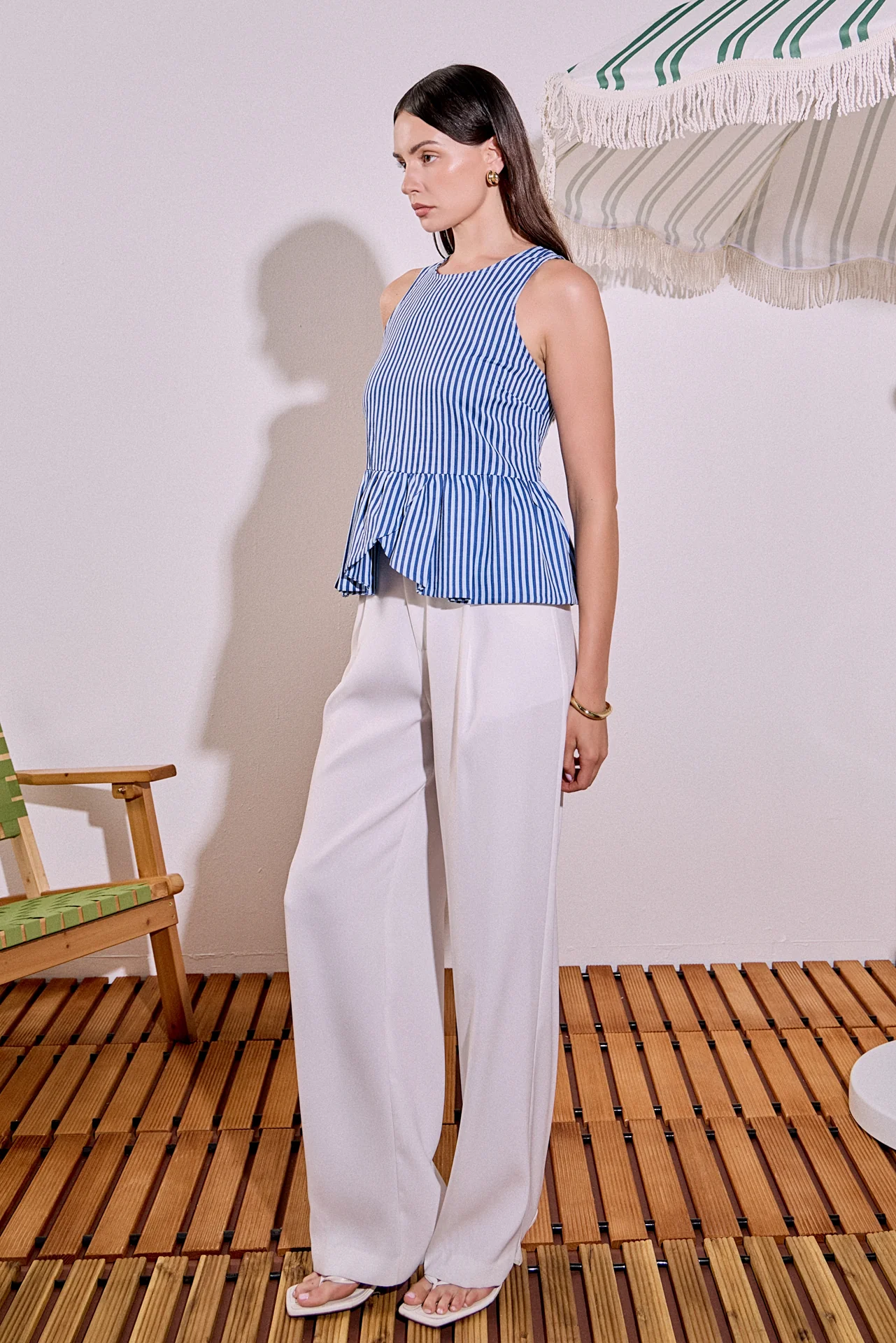Peplum Sleeve Striped Top - Image 4