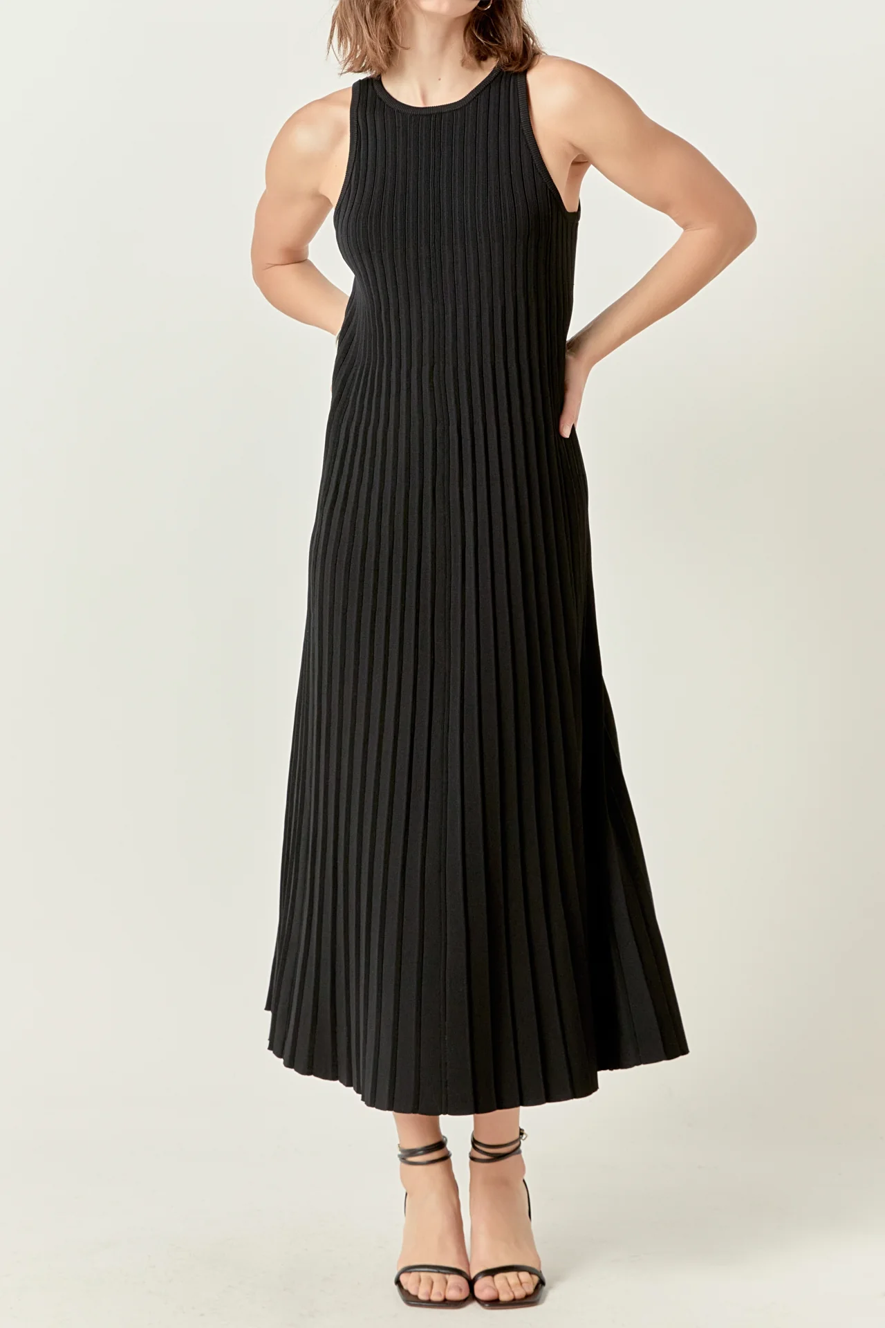 Pleated A-line Knit Midi Dress - Image 16