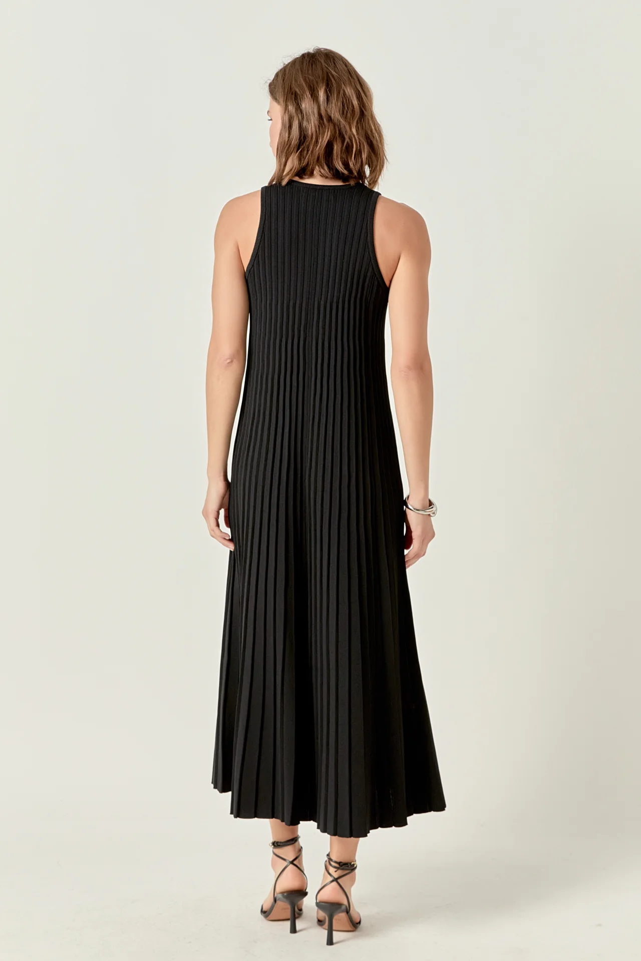 Pleated A-line Knit Midi Dress - Image 18