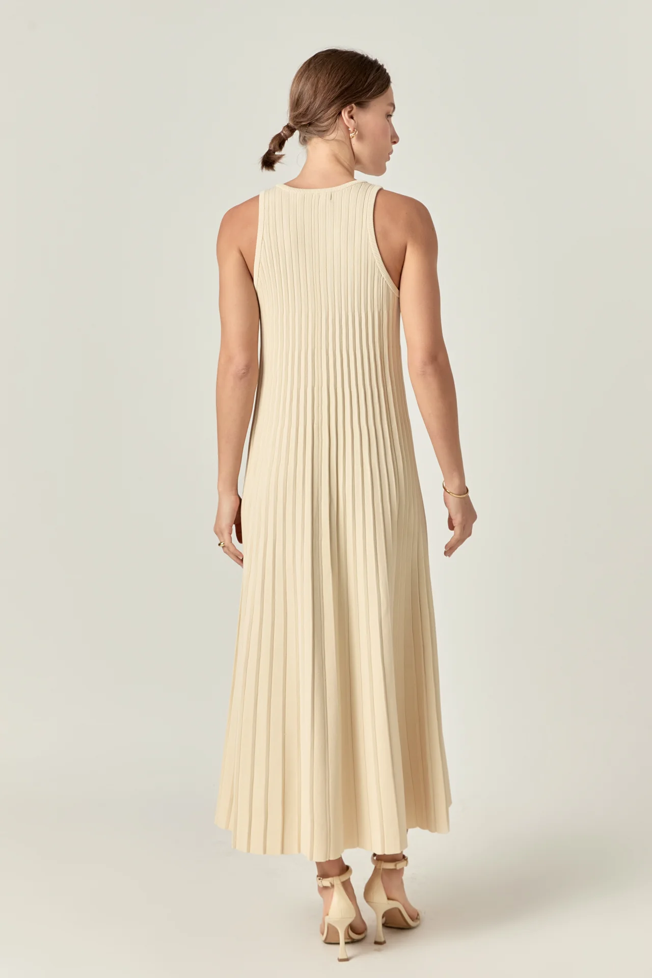 Pleated A-line Knit Midi Dress - Image 23