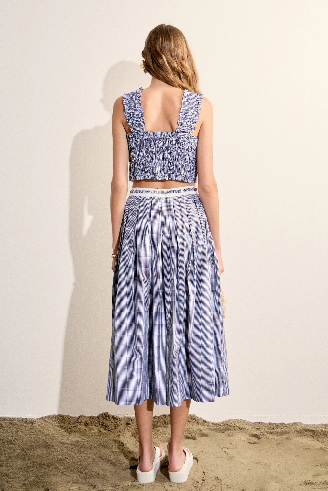 Smocked Gingham Ruffle Tank Top - Image 4