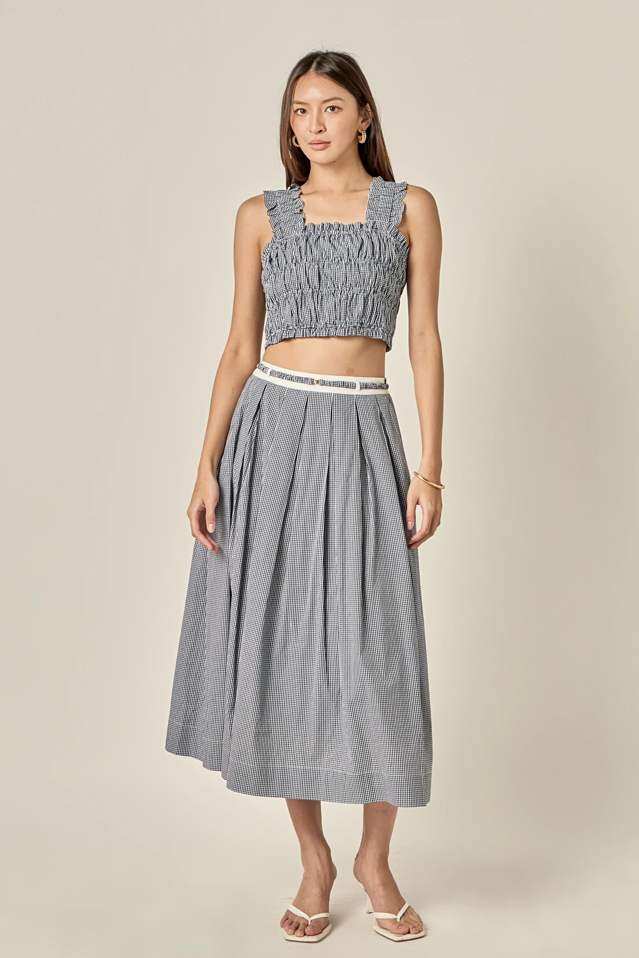 Smocked Gingham Ruffle Tank Top - Image 7