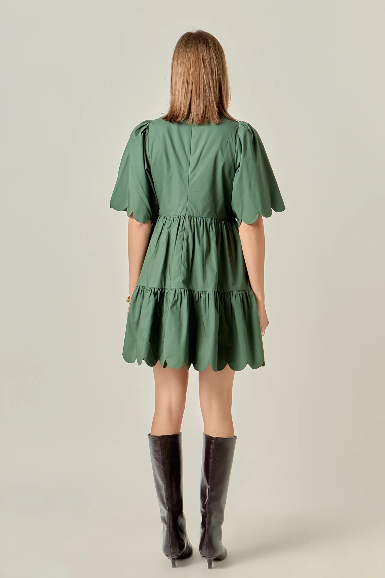 Scallop Detail Tiered Mini Dress - Image 10